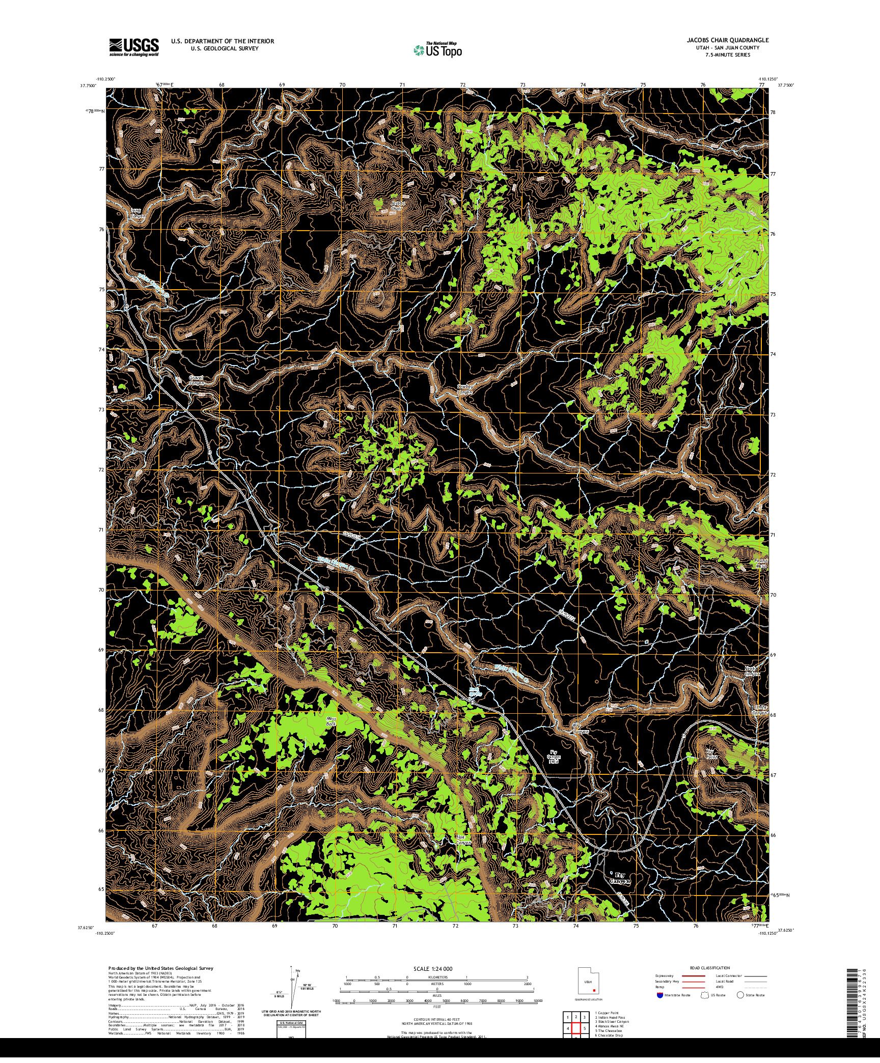 USGS US TOPO 7.5-MINUTE MAP FOR JACOBS CHAIR, UT 2020