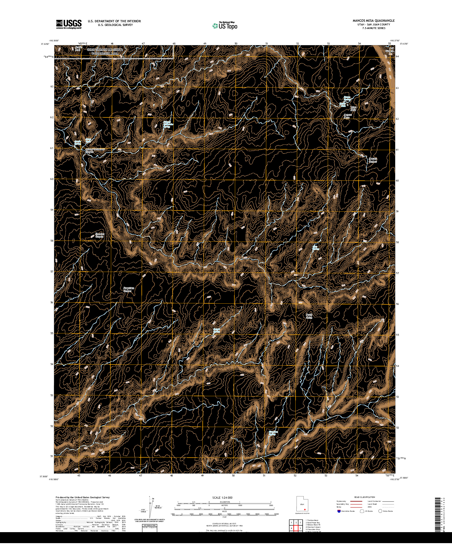 USGS US TOPO 7.5-MINUTE MAP FOR MANCOS MESA, UT 2020