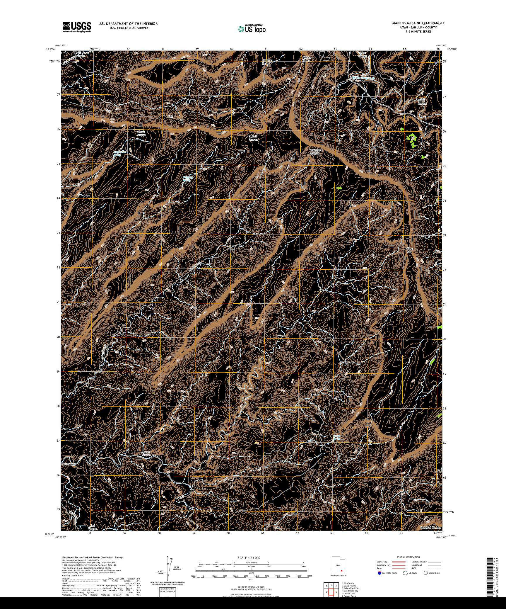 USGS US TOPO 7.5-MINUTE MAP FOR MANCOS MESA NE, UT 2020