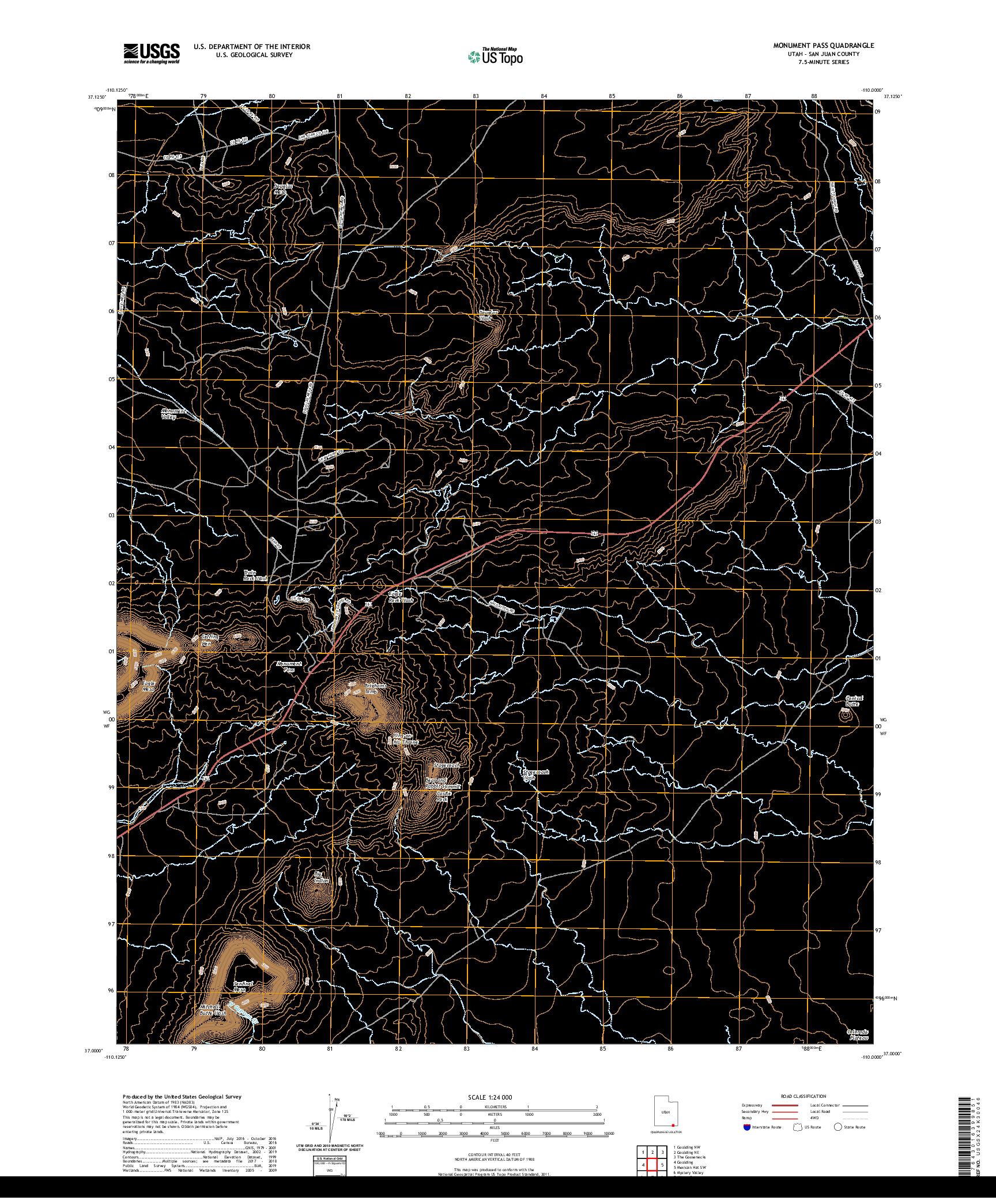 USGS US TOPO 7.5-MINUTE MAP FOR MONUMENT PASS, UT 2020