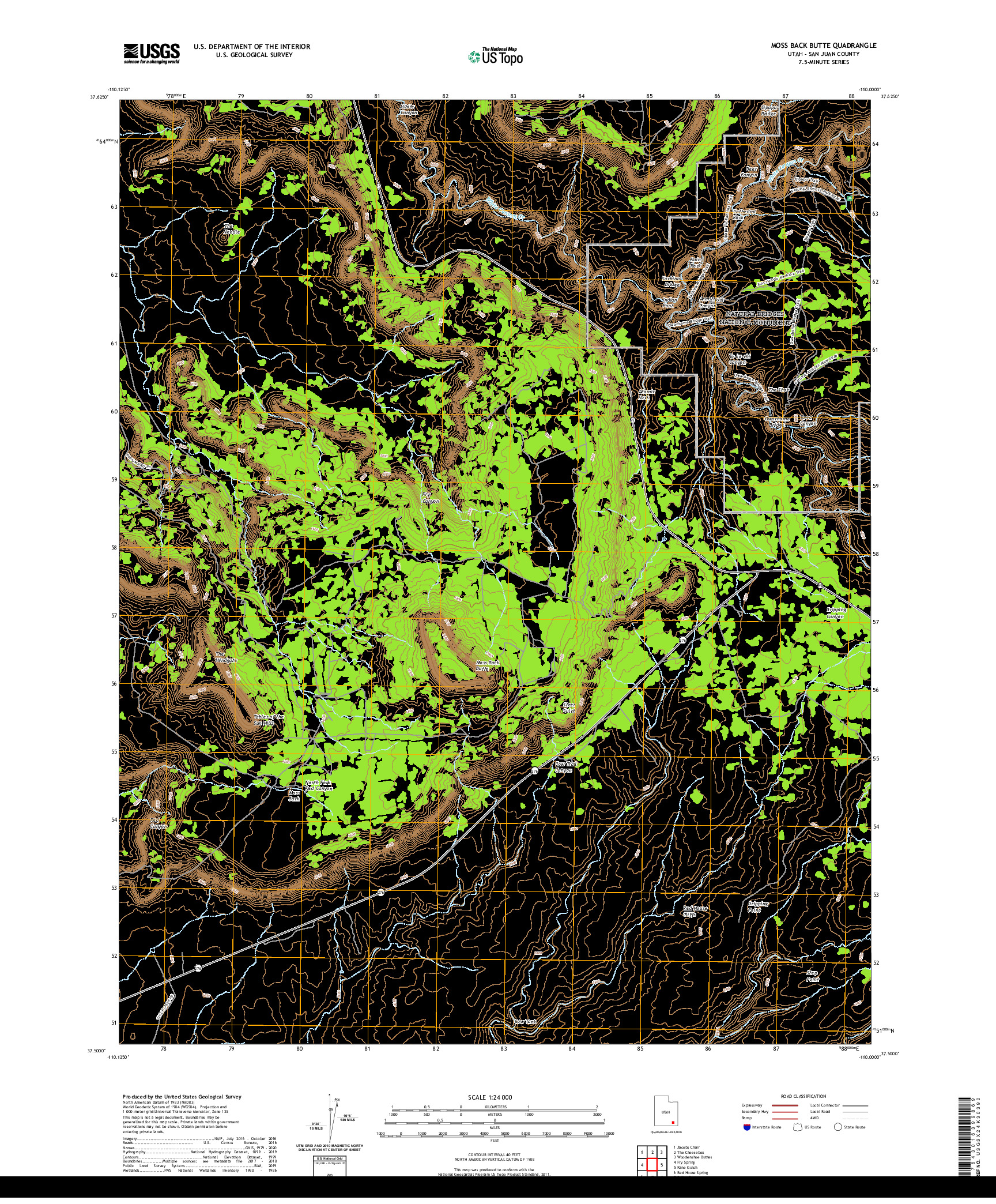 USGS US TOPO 7.5-MINUTE MAP FOR MOSS BACK BUTTE, UT 2020