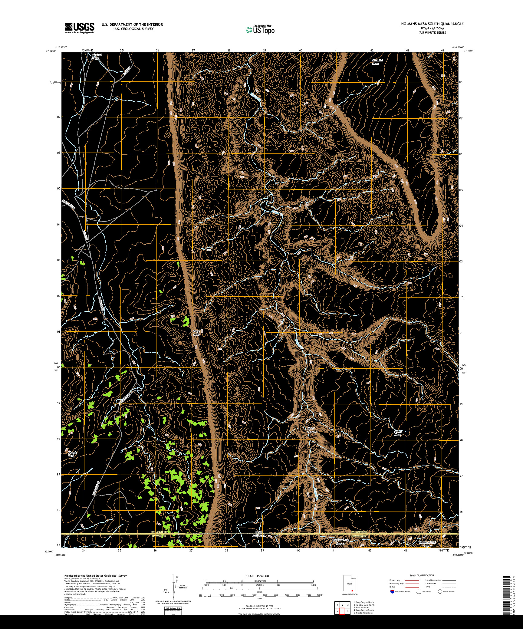 USGS US TOPO 7.5-MINUTE MAP FOR NO MANS MESA SOUTH, UT,AZ 2020