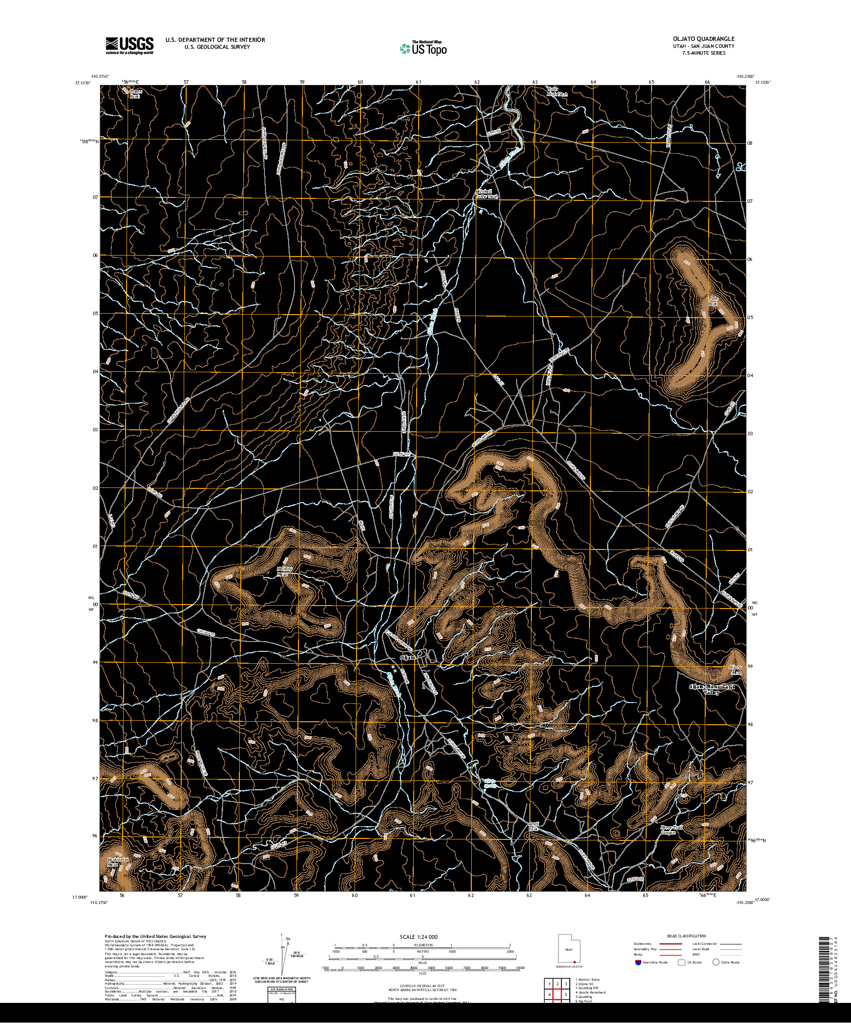 USGS US TOPO 7.5-MINUTE MAP FOR OLJATO, UT 2020