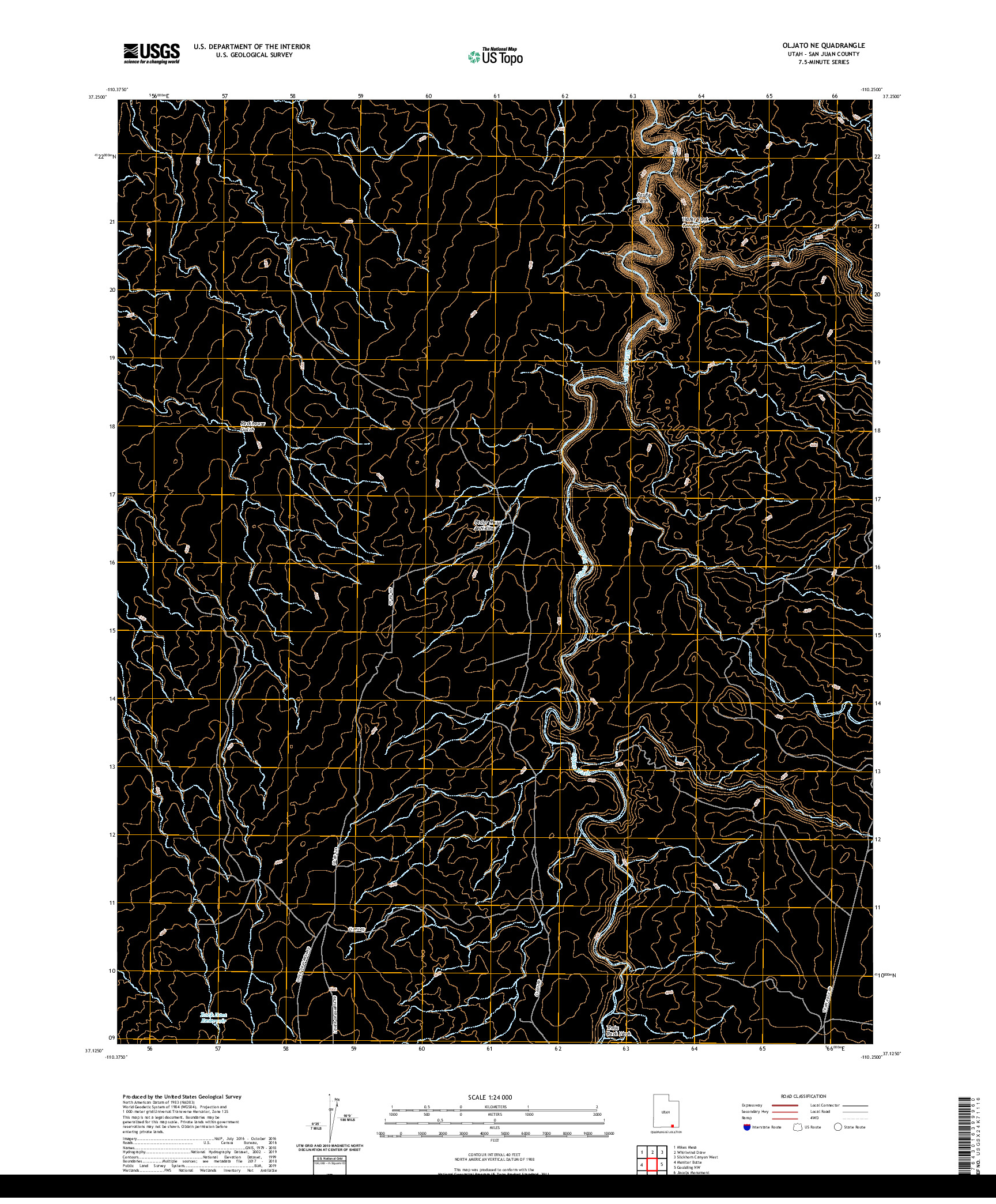 USGS US TOPO 7.5-MINUTE MAP FOR OLJATO NE, UT 2020