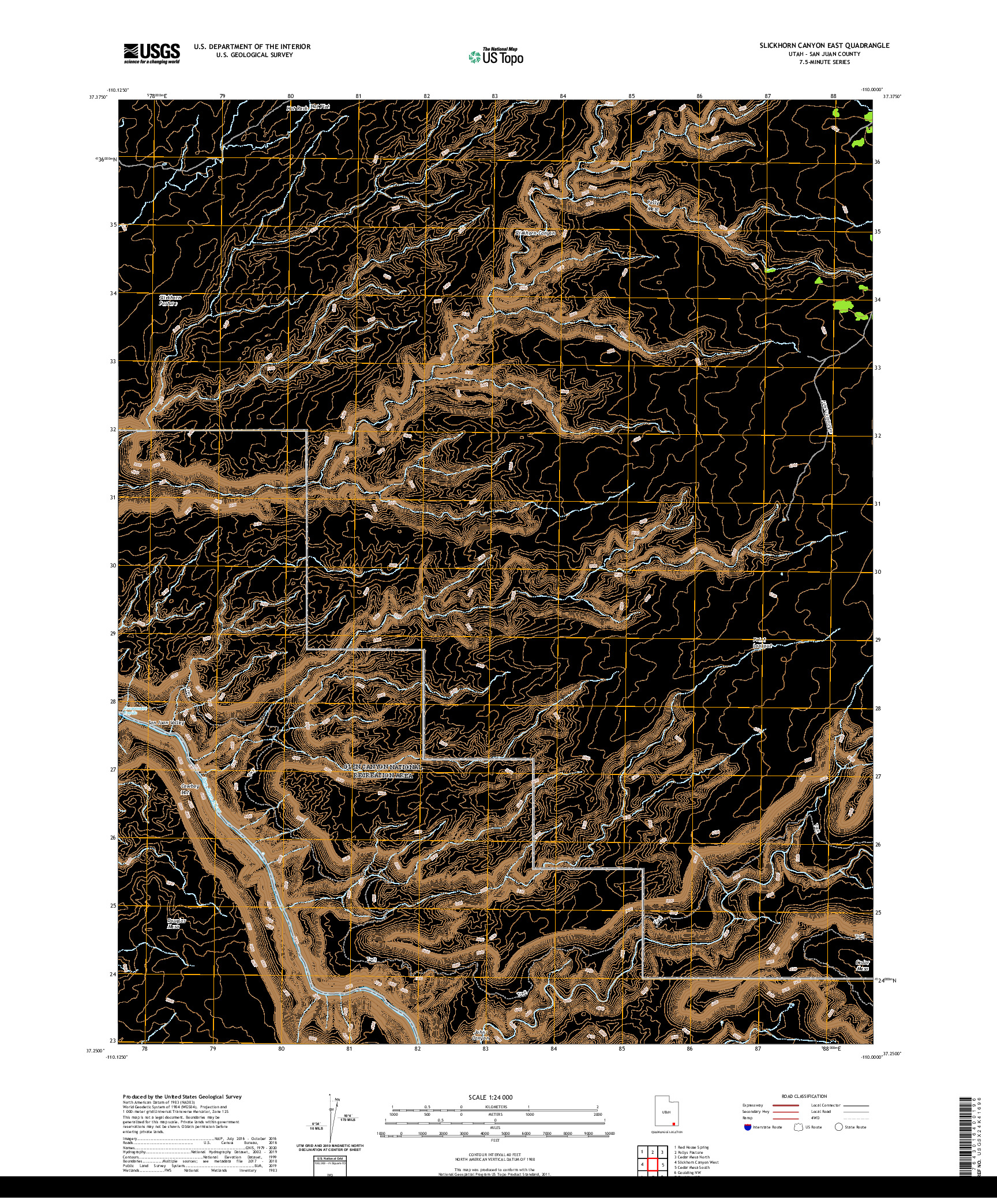 USGS US TOPO 7.5-MINUTE MAP FOR SLICKHORN CANYON EAST, UT 2020