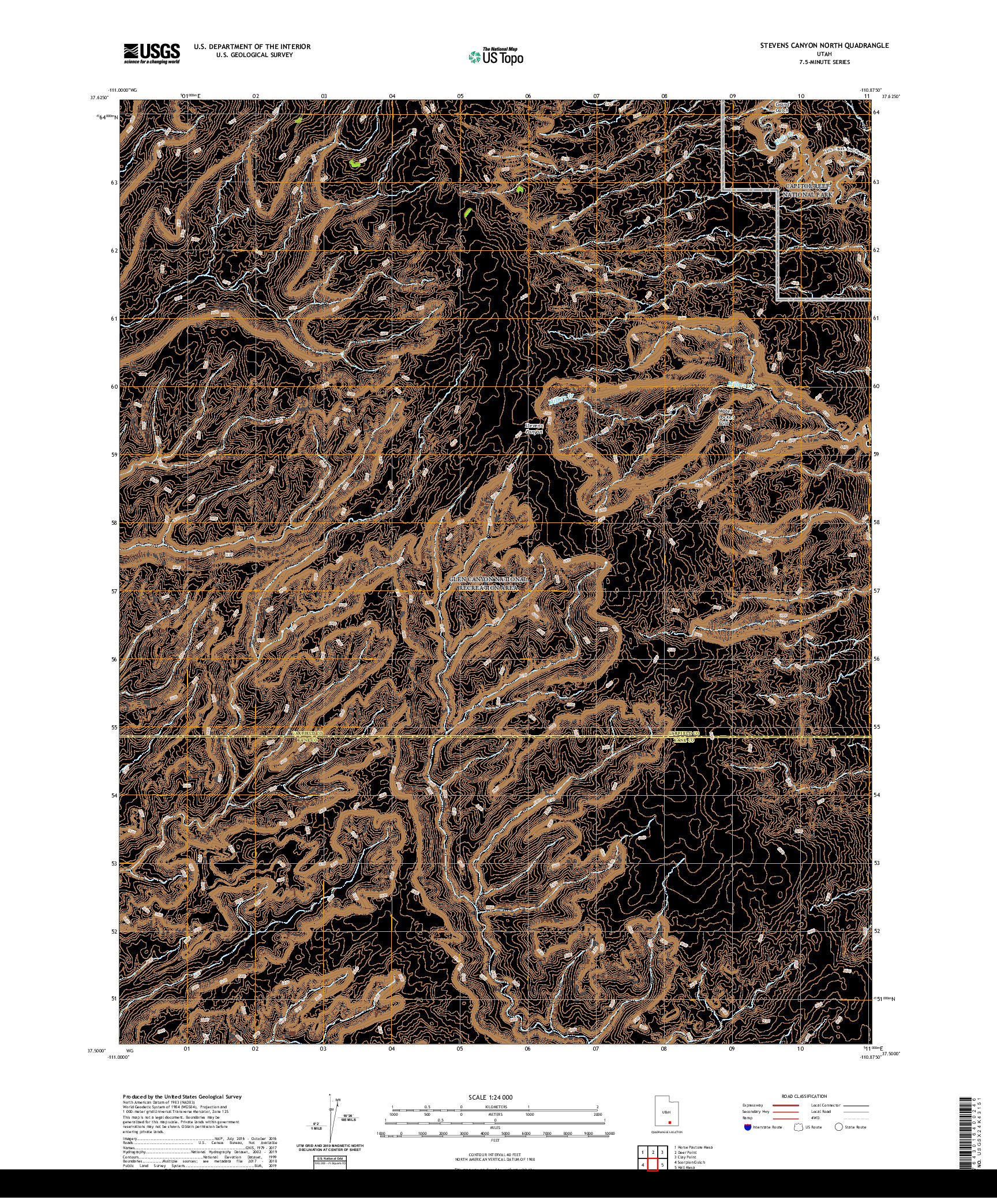 USGS US TOPO 7.5-MINUTE MAP FOR STEVENS CANYON NORTH, UT 2020