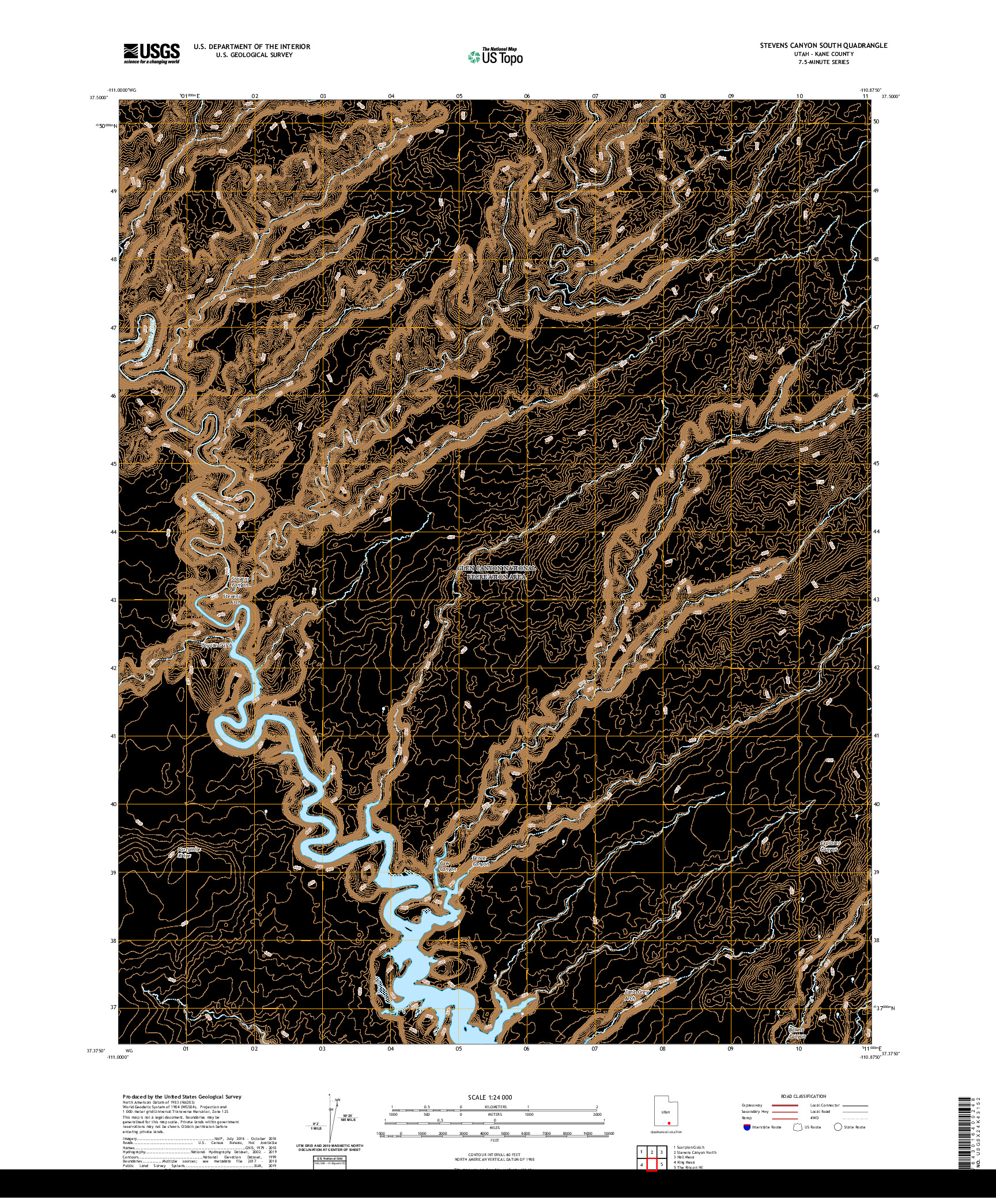 USGS US TOPO 7.5-MINUTE MAP FOR STEVENS CANYON SOUTH, UT 2020