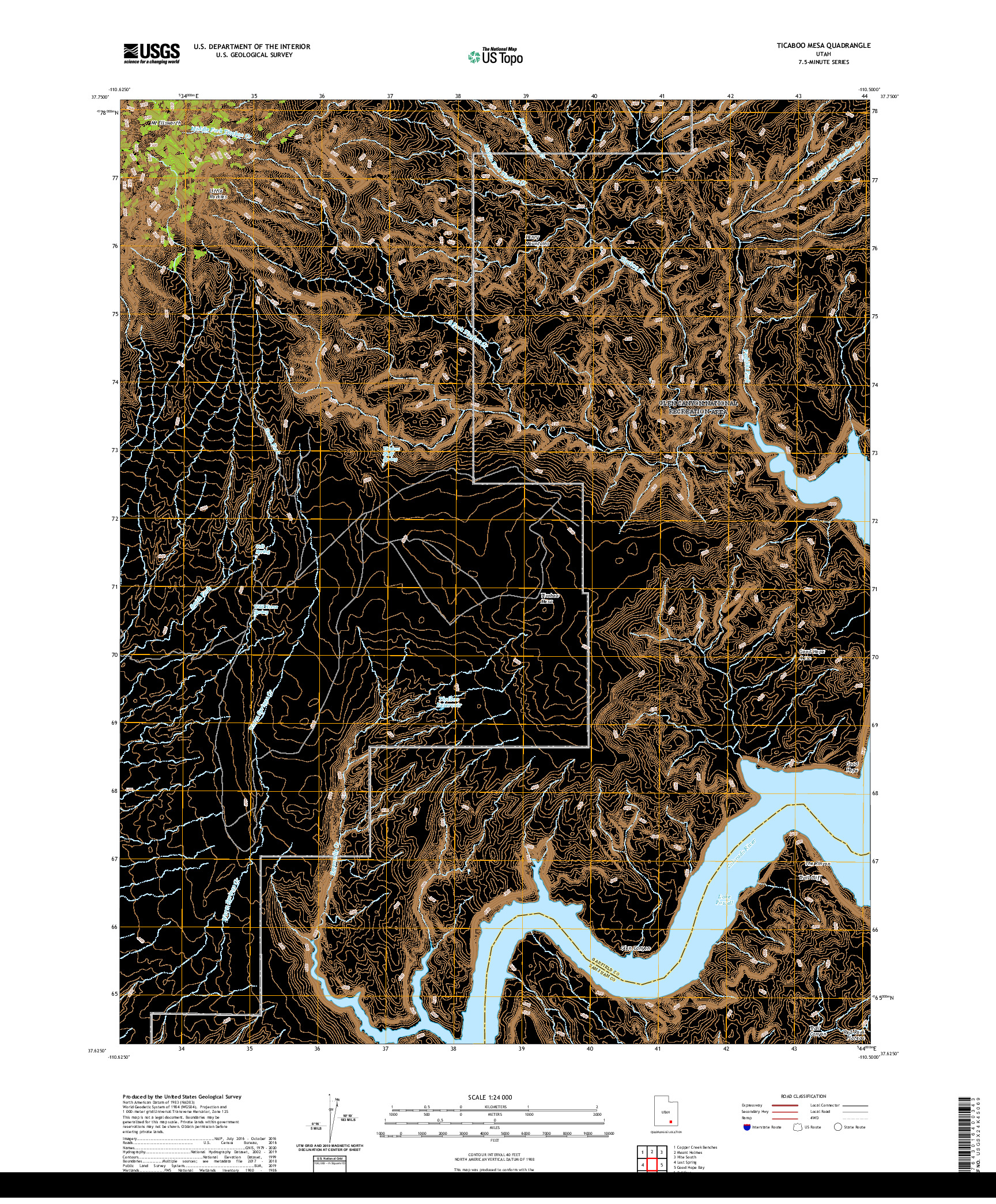 USGS US TOPO 7.5-MINUTE MAP FOR TICABOO MESA, UT 2020