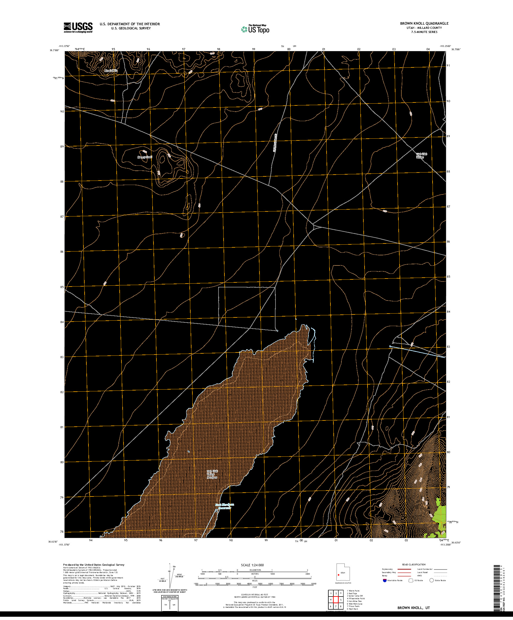 USGS US TOPO 7.5-MINUTE MAP FOR BROWN KNOLL, UT 2020
