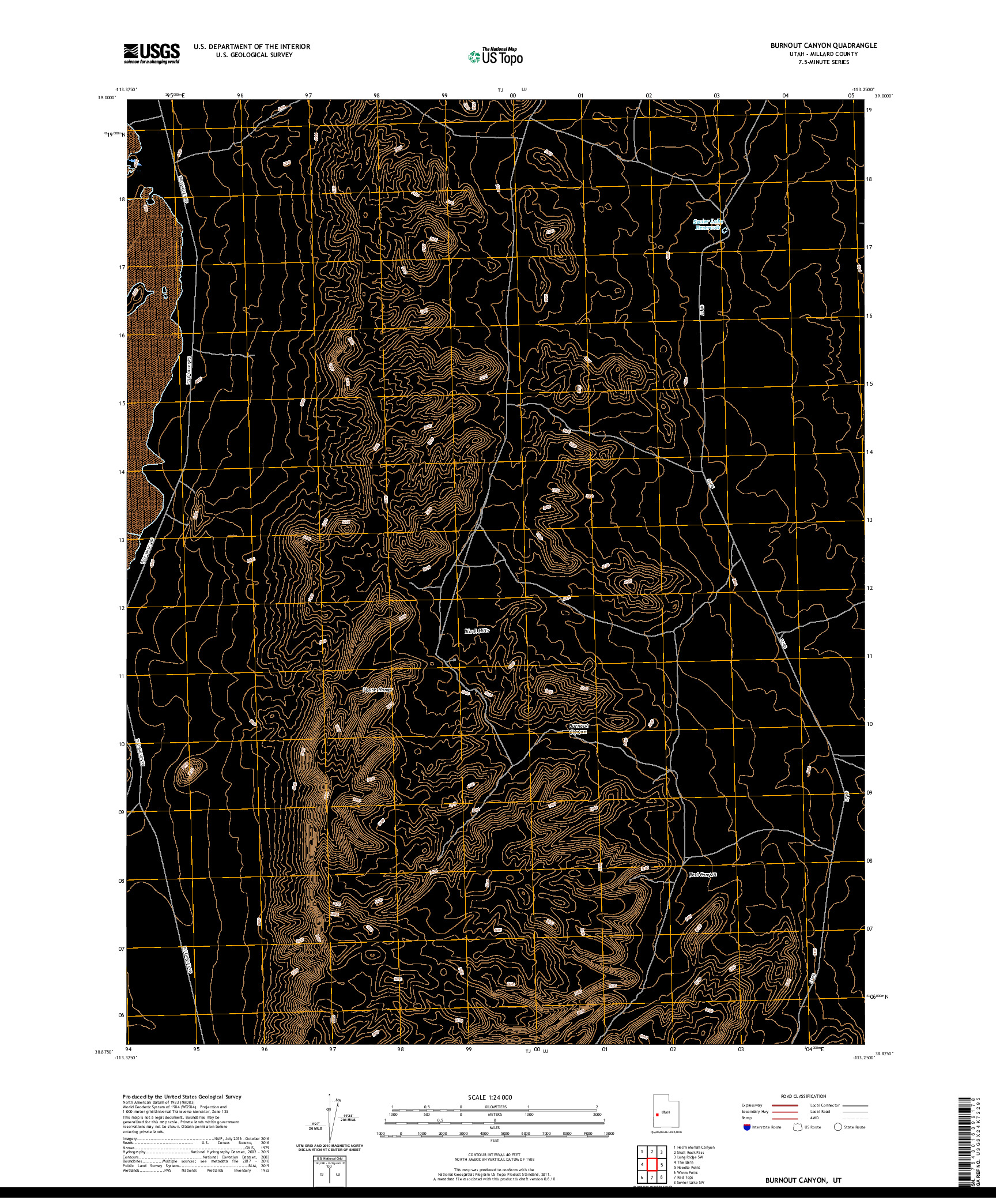 USGS US TOPO 7.5-MINUTE MAP FOR BURNOUT CANYON, UT 2020