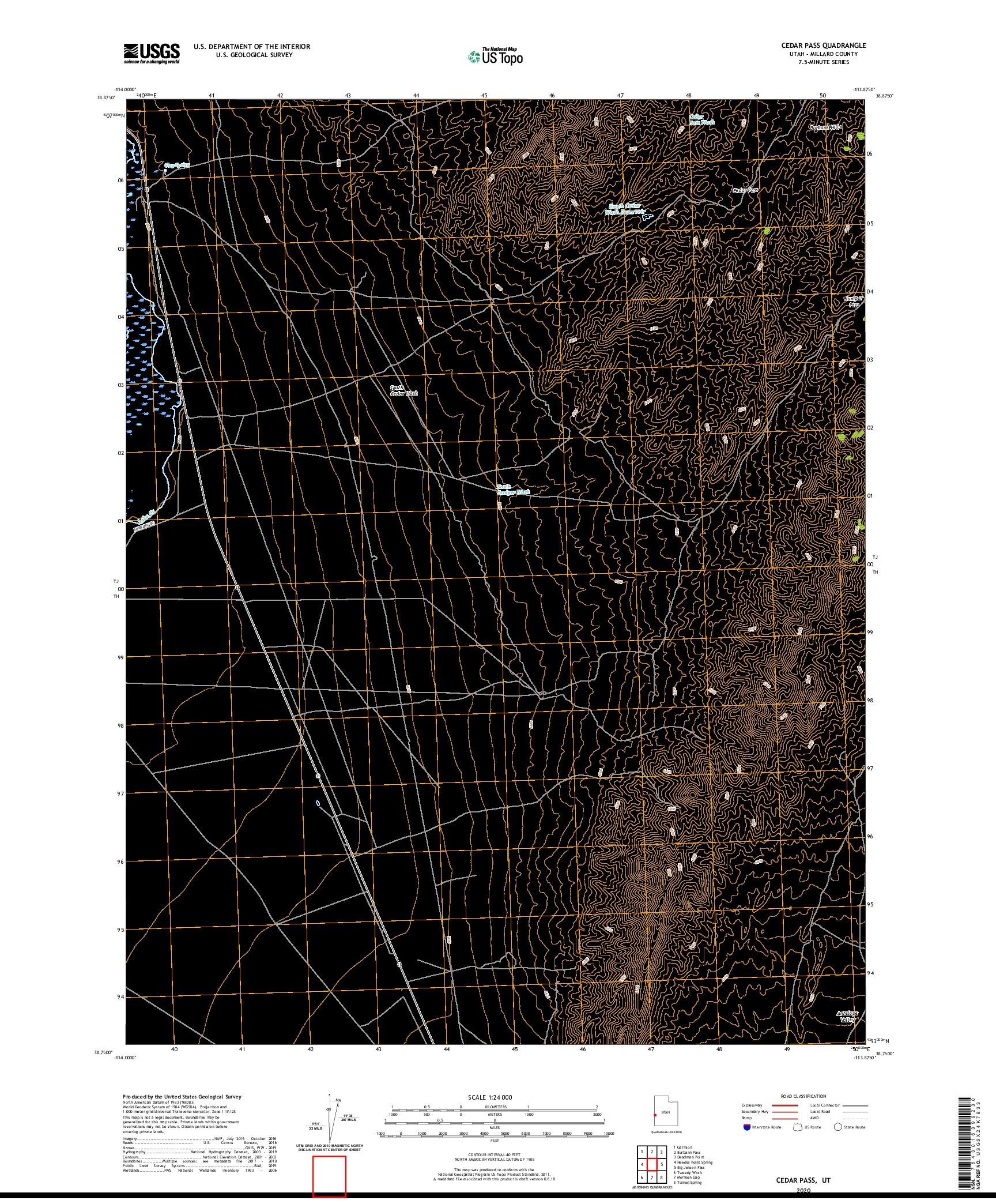 USGS US TOPO 7.5-MINUTE MAP FOR CEDAR PASS, UT 2020