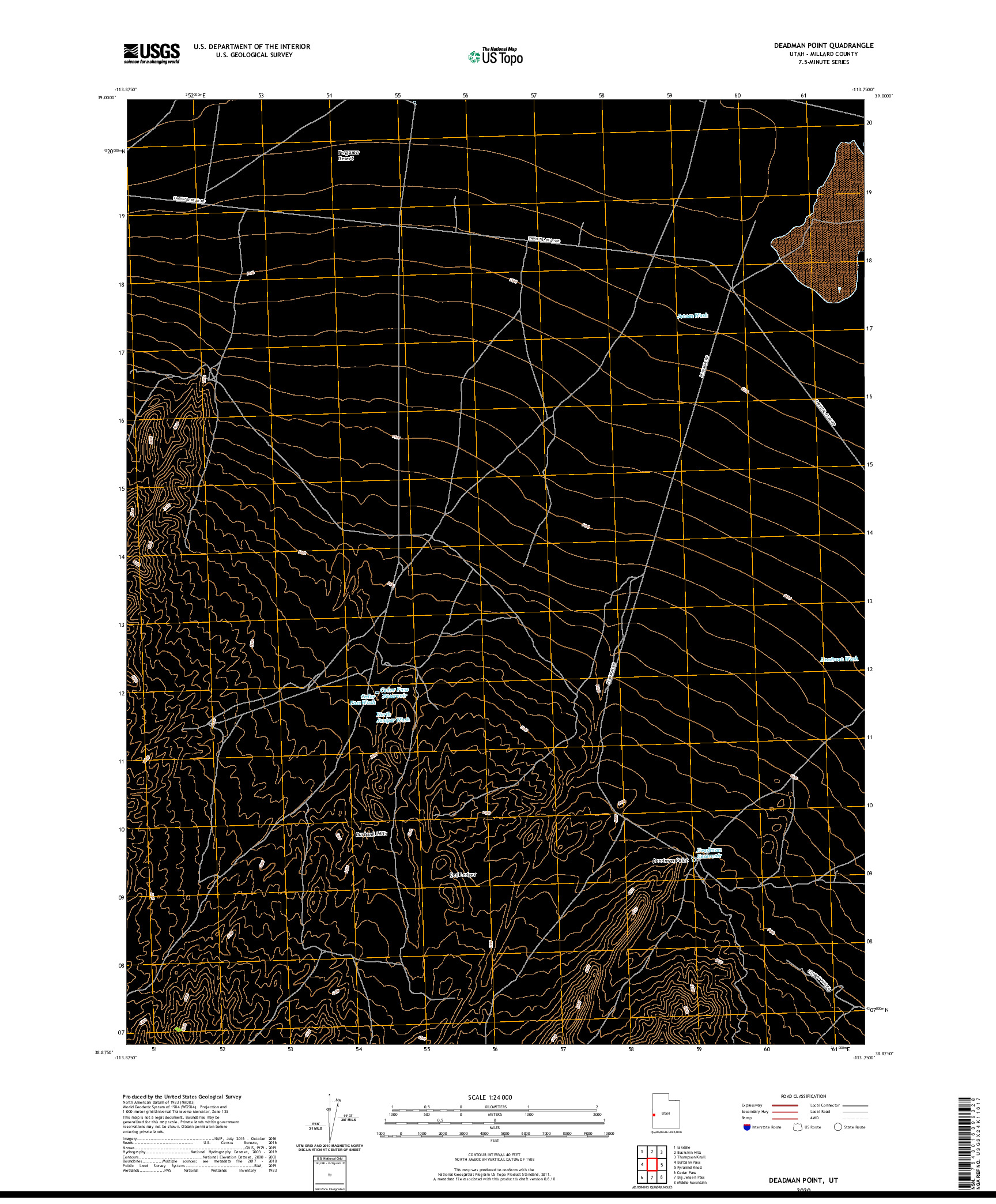 USGS US TOPO 7.5-MINUTE MAP FOR DEADMAN POINT, UT 2020