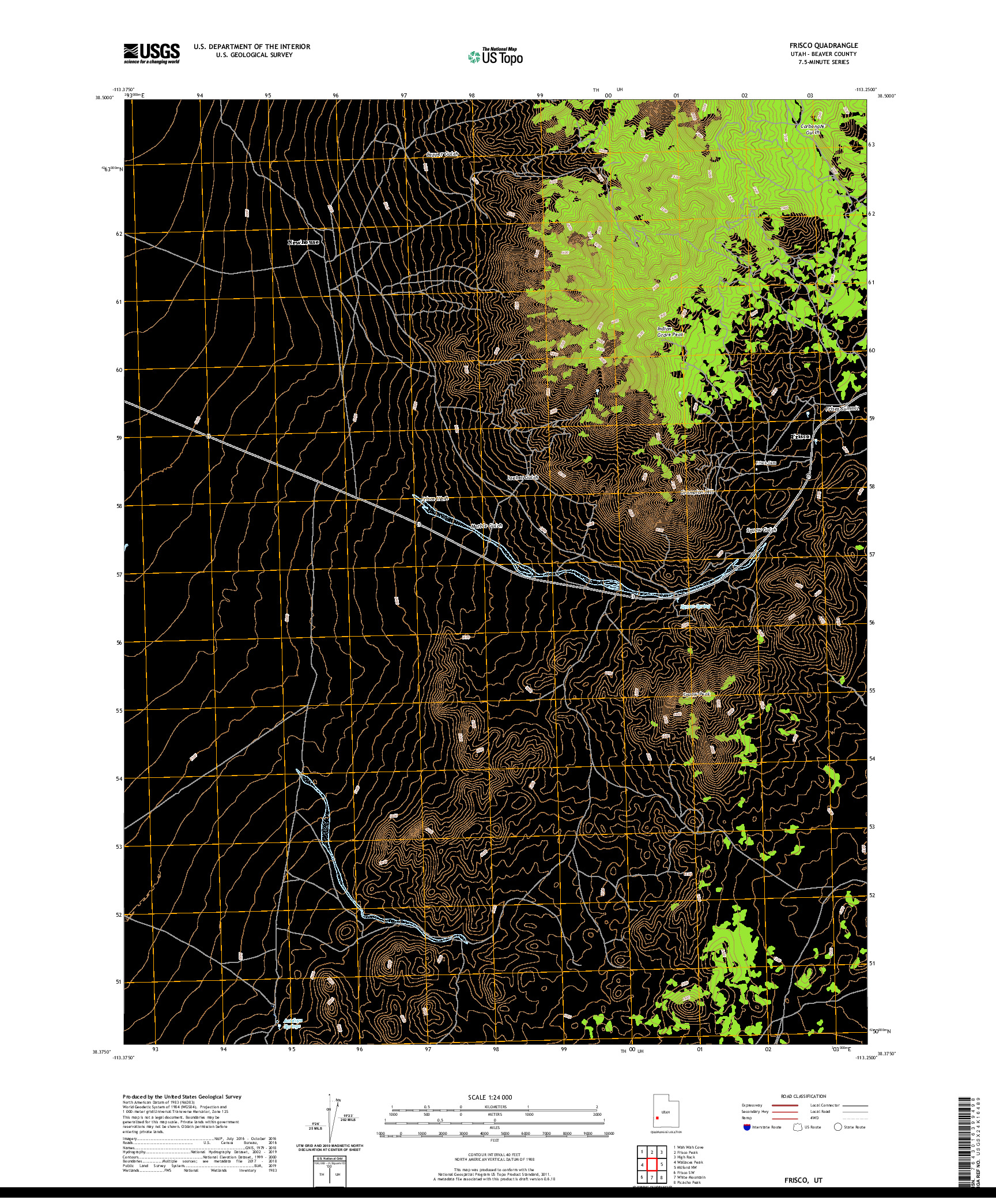 USGS US TOPO 7.5-MINUTE MAP FOR FRISCO, UT 2020