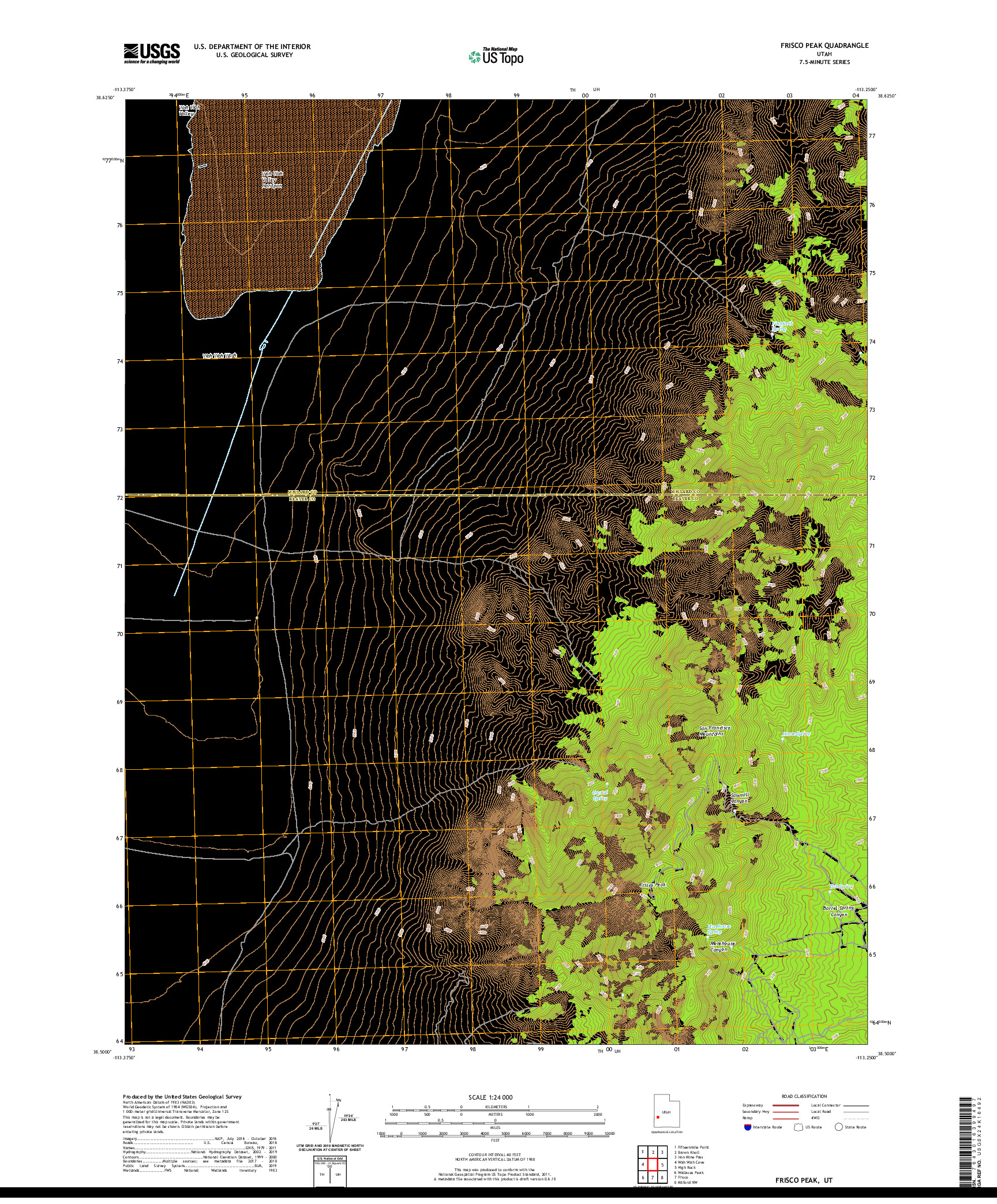 USGS US TOPO 7.5-MINUTE MAP FOR FRISCO PEAK, UT 2020