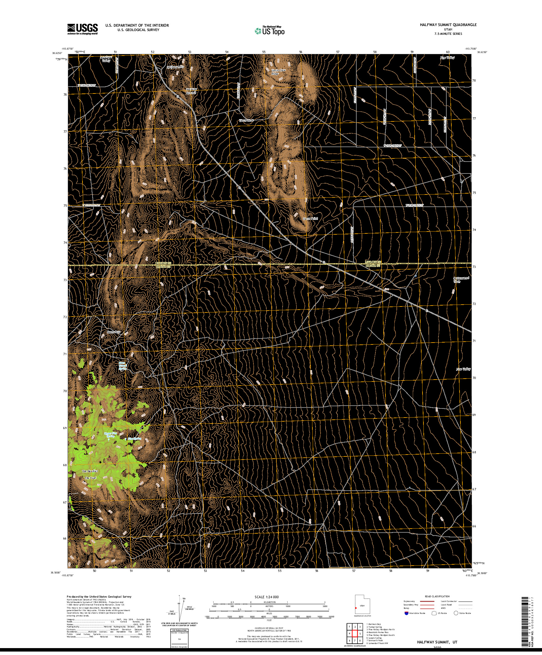 USGS US TOPO 7.5-MINUTE MAP FOR HALFWAY SUMMIT, UT 2020