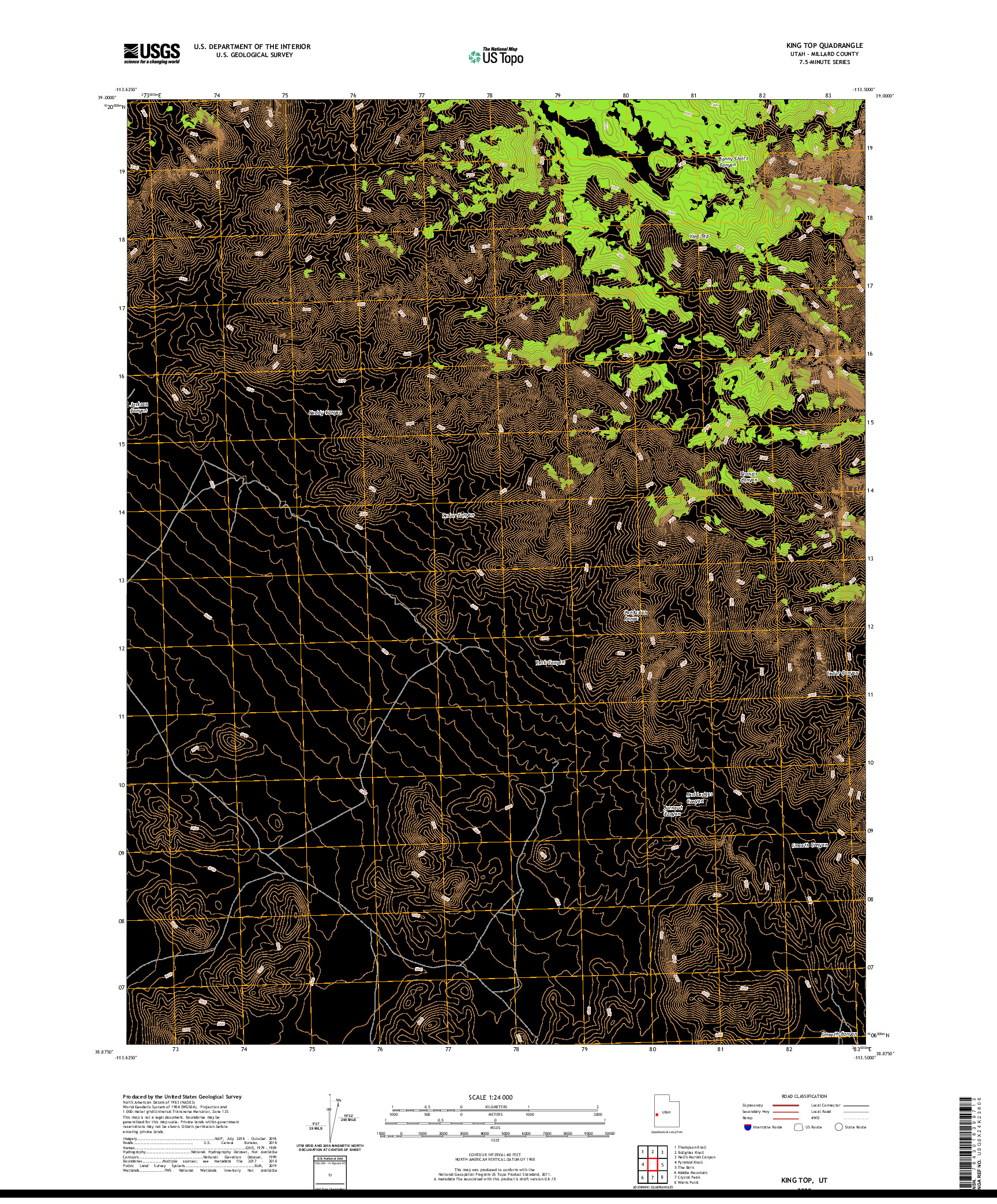 USGS US TOPO 7.5-MINUTE MAP FOR KING TOP, UT 2020