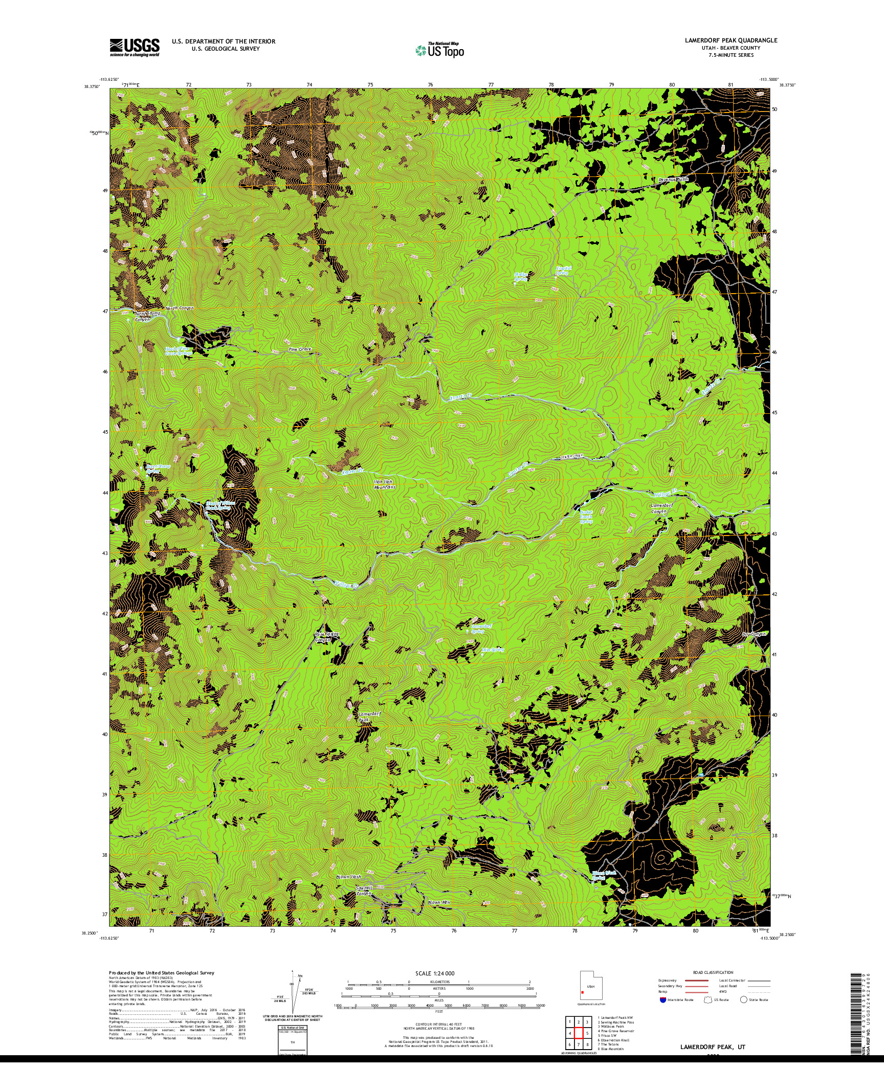 USGS US TOPO 7.5-MINUTE MAP FOR LAMERDORF PEAK, UT 2020