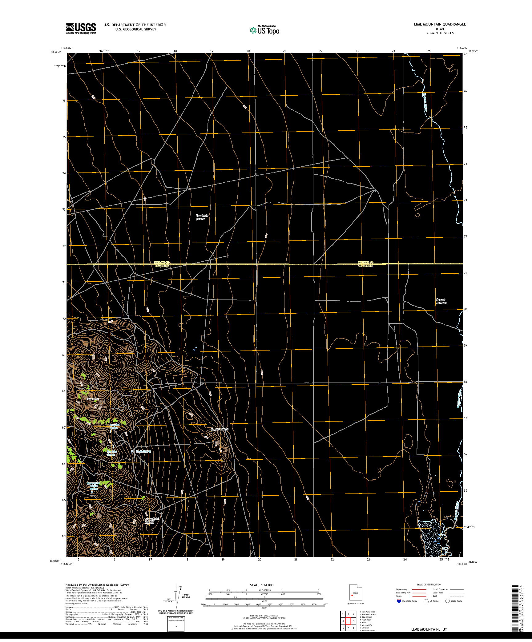 USGS US TOPO 7.5-MINUTE MAP FOR LIME MOUNTAIN, UT 2020