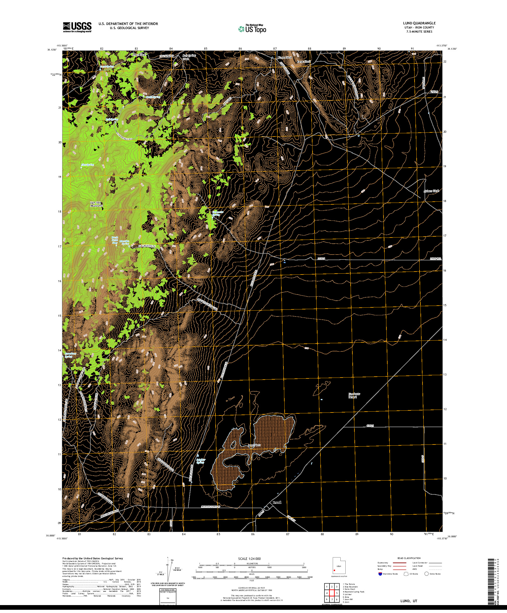 USGS US TOPO 7.5-MINUTE MAP FOR LUND, UT 2020