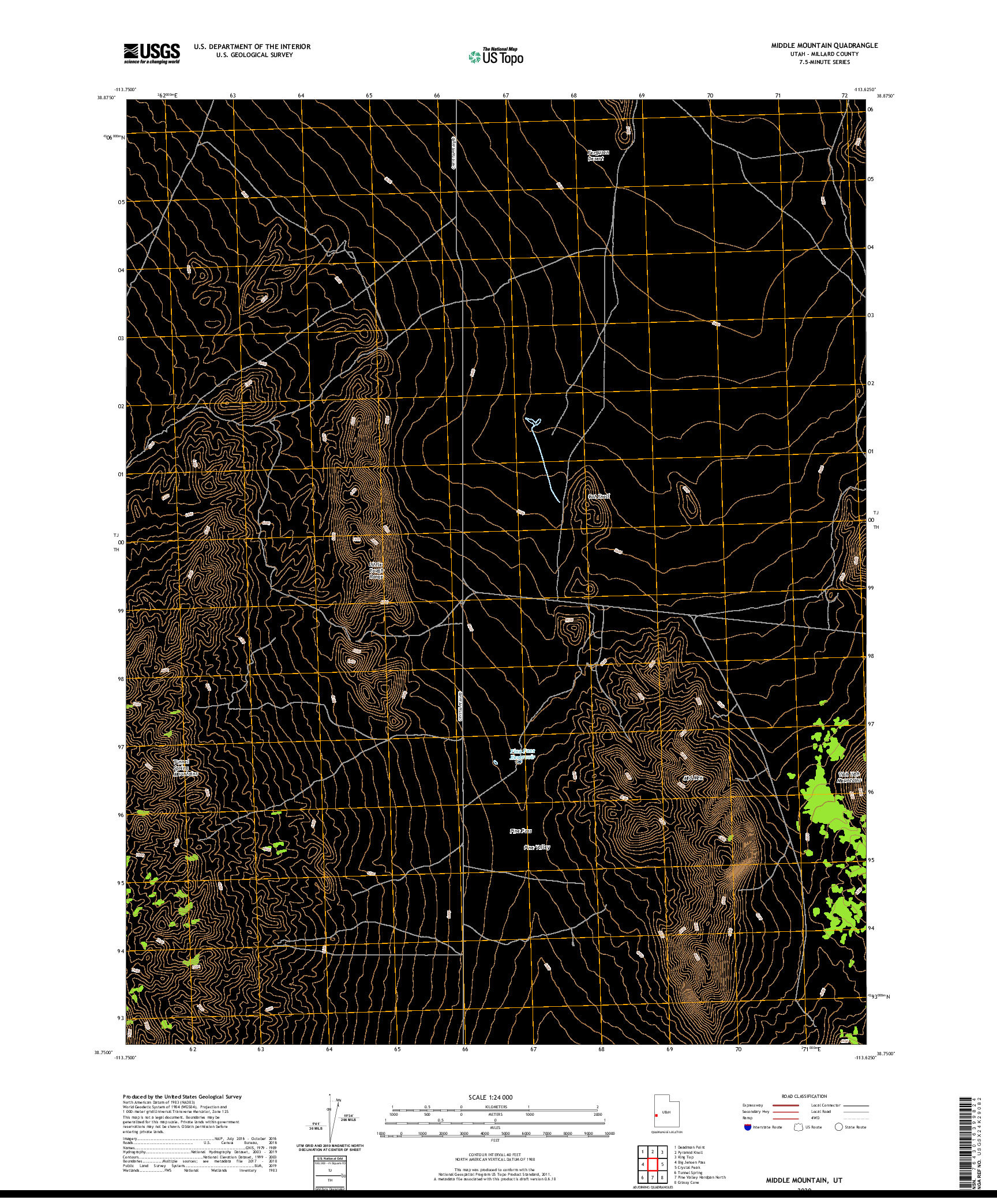 USGS US TOPO 7.5-MINUTE MAP FOR MIDDLE MOUNTAIN, UT 2020