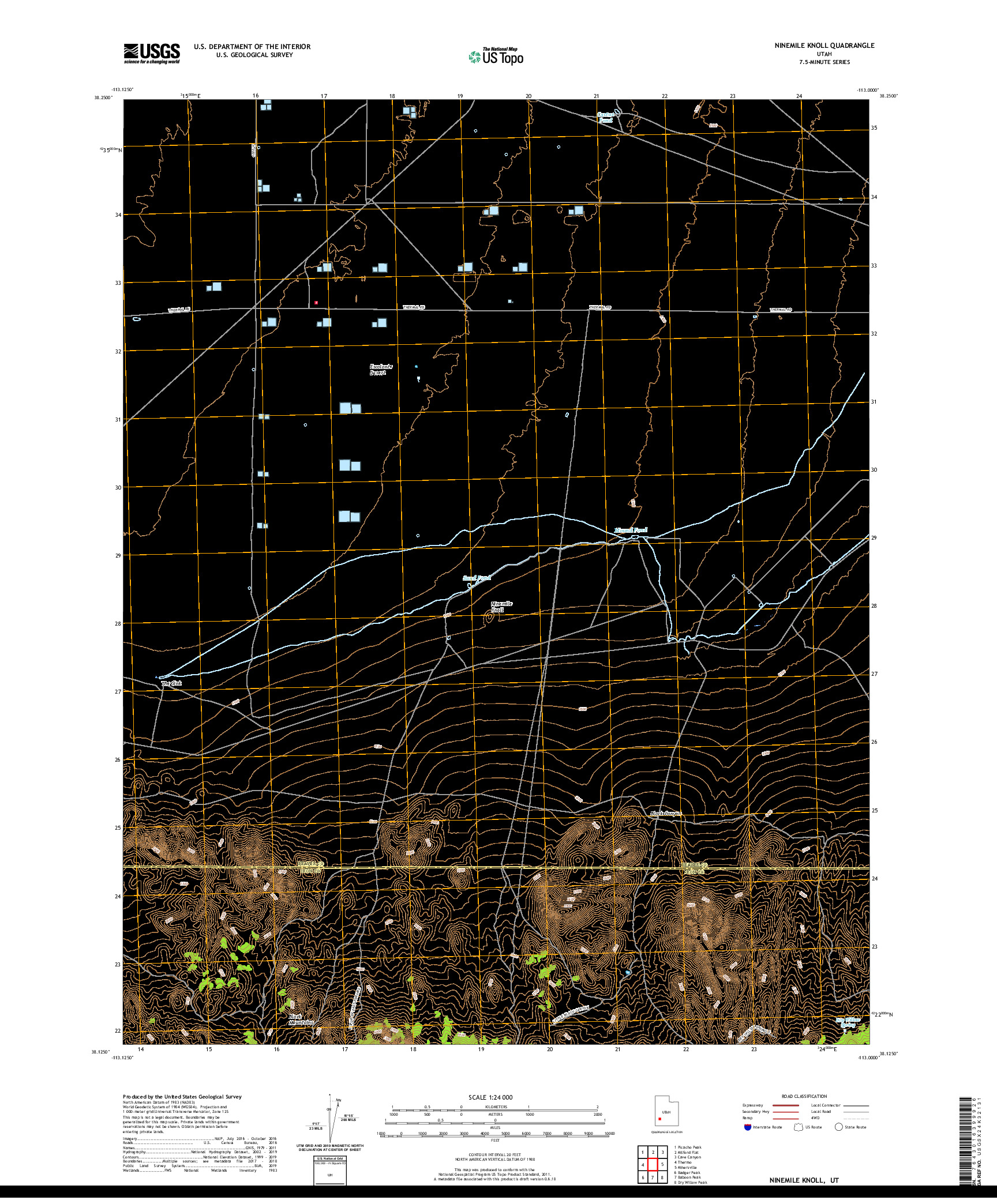 USGS US TOPO 7.5-MINUTE MAP FOR NINEMILE KNOLL, UT 2020