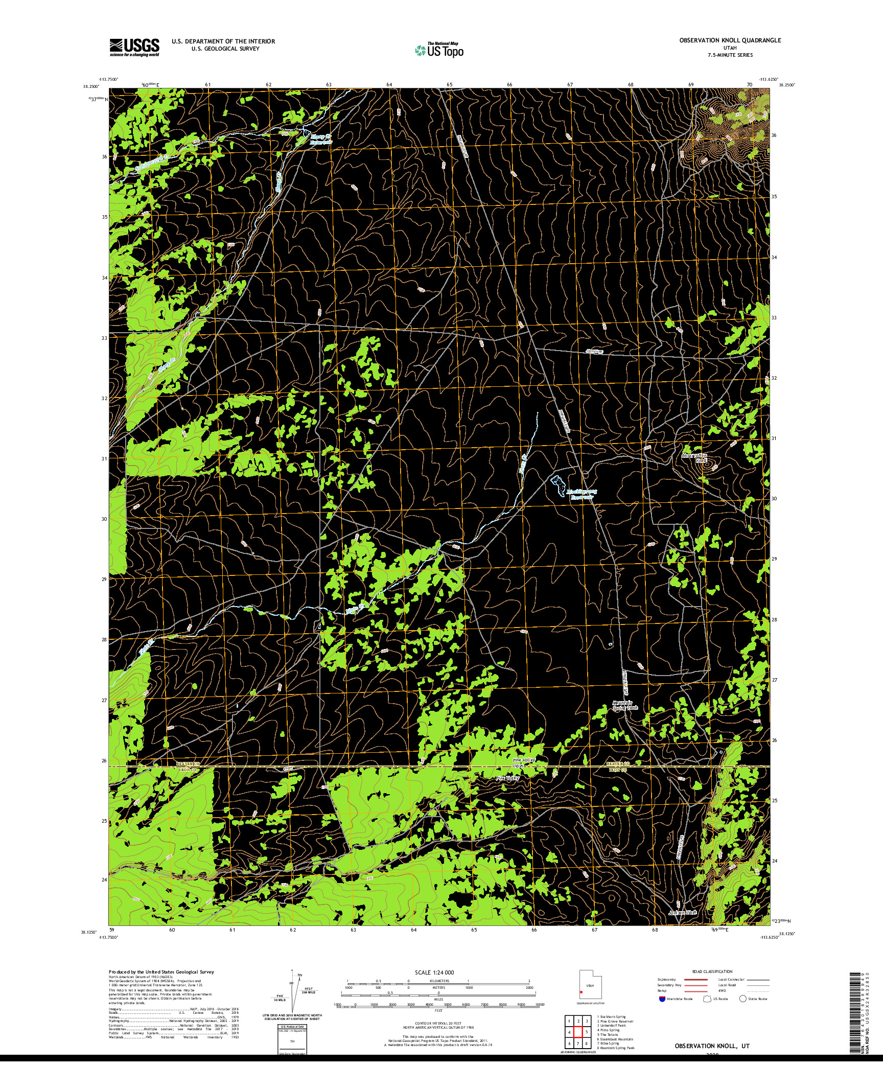 USGS US TOPO 7.5-MINUTE MAP FOR OBSERVATION KNOLL, UT 2020