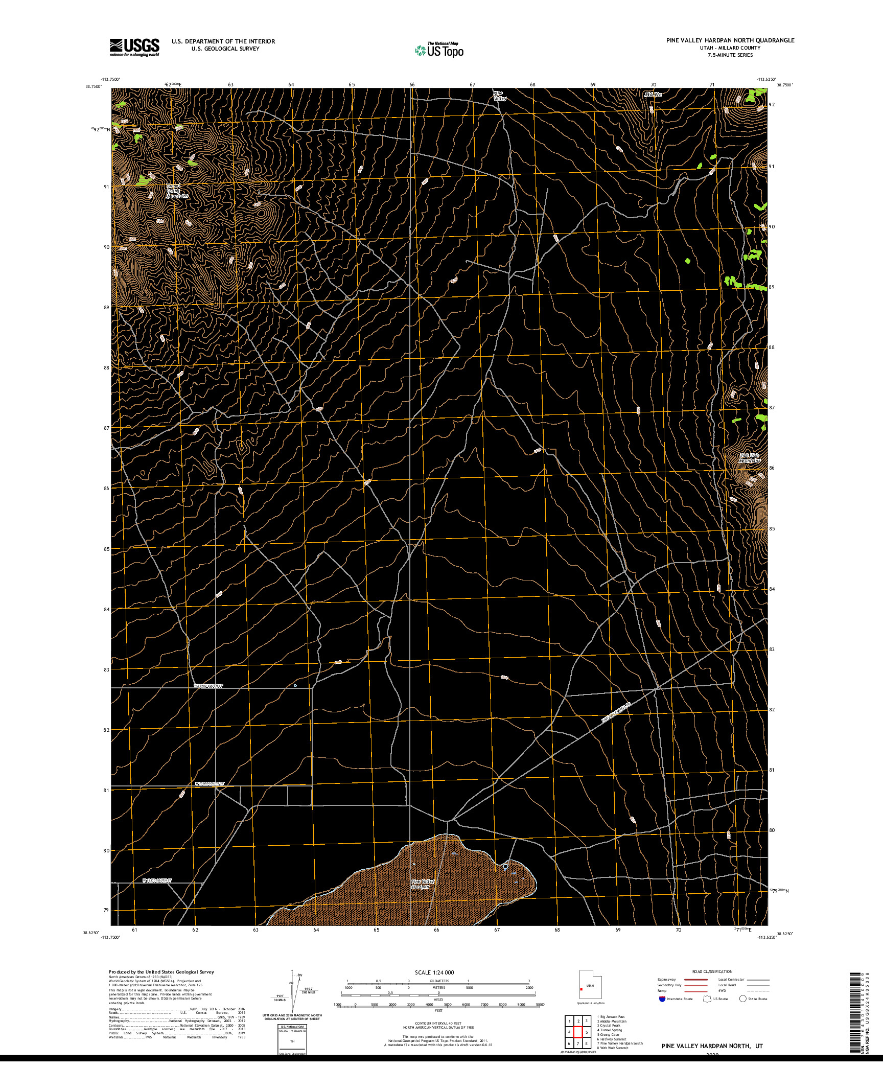 USGS US TOPO 7.5-MINUTE MAP FOR PINE VALLEY HARDPAN NORTH, UT 2020