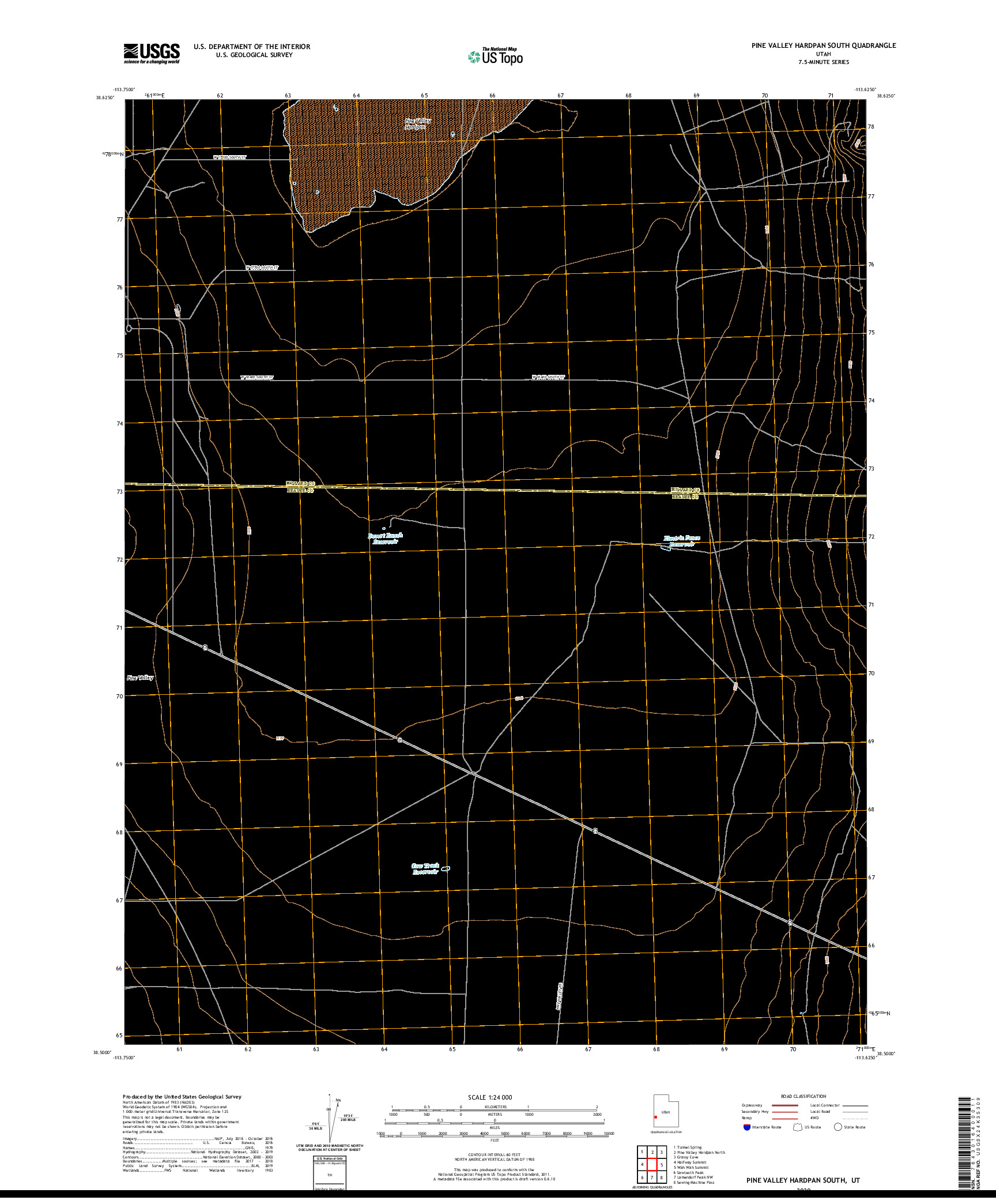 USGS US TOPO 7.5-MINUTE MAP FOR PINE VALLEY HARDPAN SOUTH, UT 2020