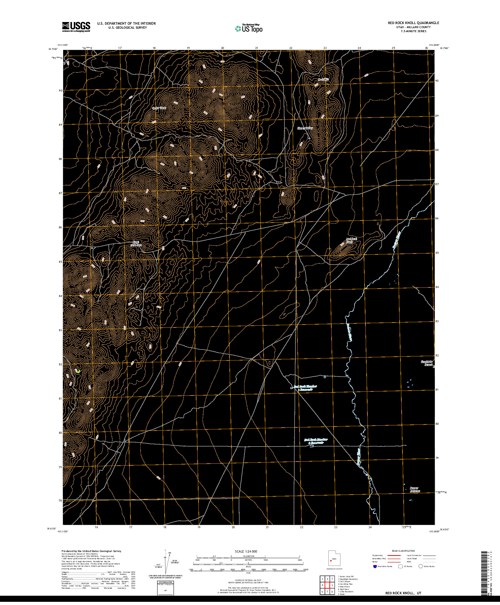 USGS US TOPO 7.5-MINUTE MAP FOR RED ROCK KNOLL, UT 2020
