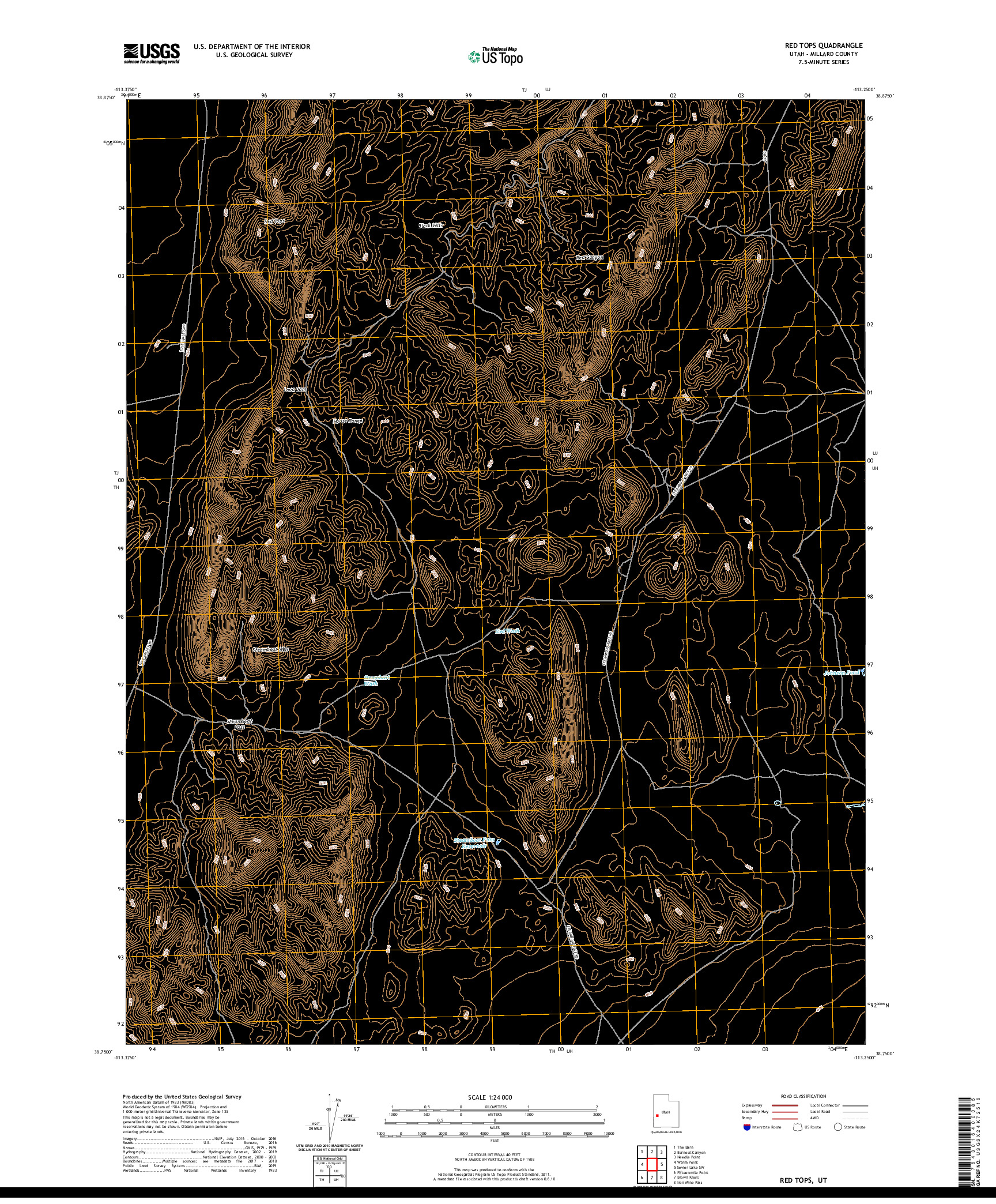 USGS US TOPO 7.5-MINUTE MAP FOR RED TOPS, UT 2020