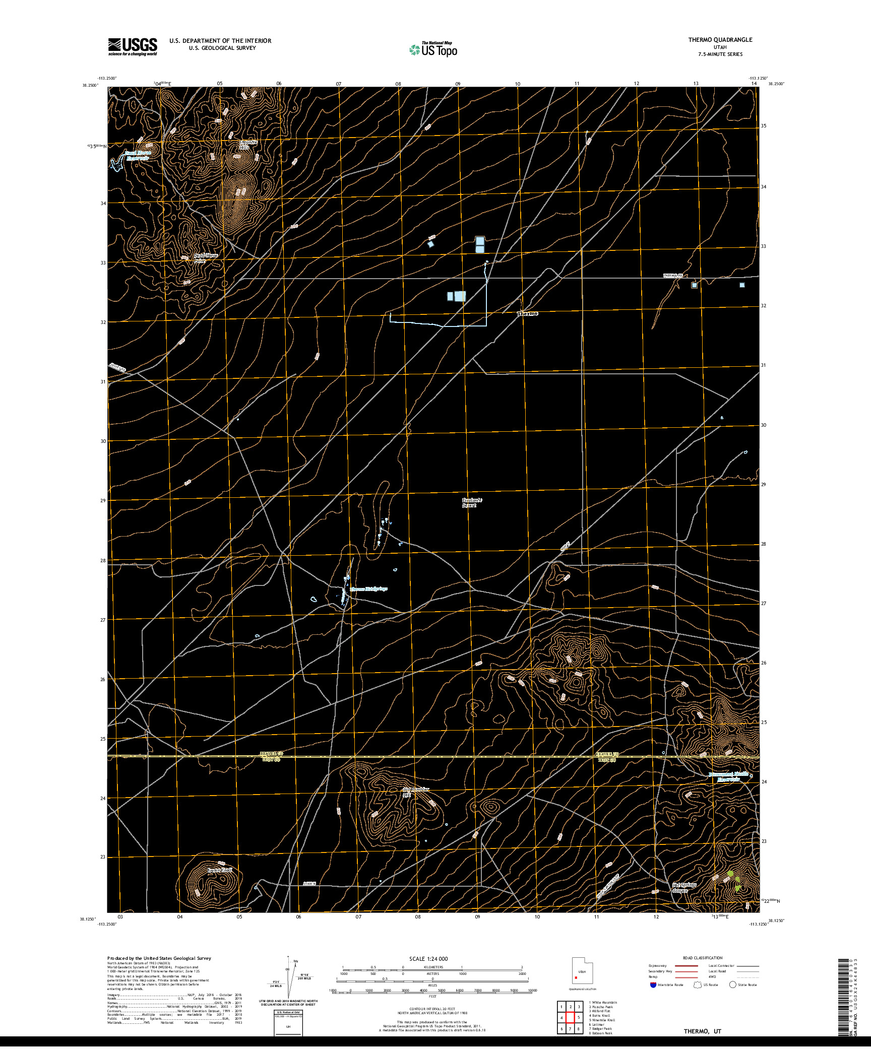 USGS US TOPO 7.5-MINUTE MAP FOR THERMO, UT 2020