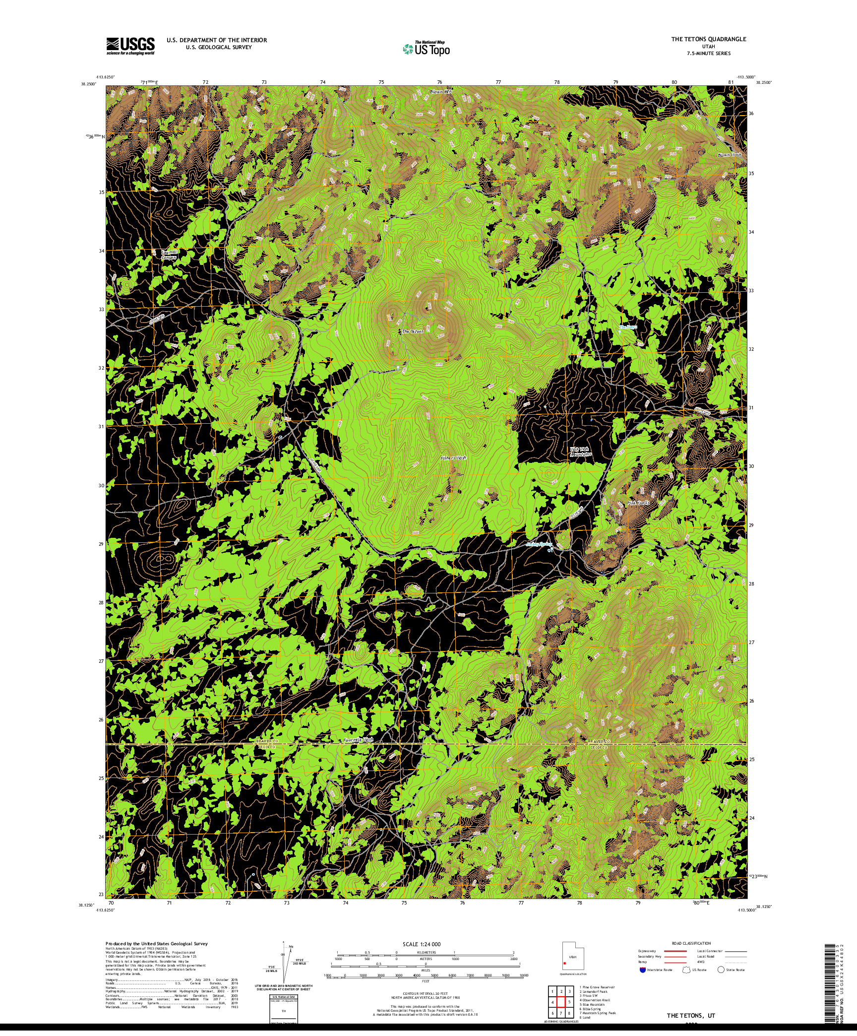 USGS US TOPO 7.5-MINUTE MAP FOR THE TETONS, UT 2020