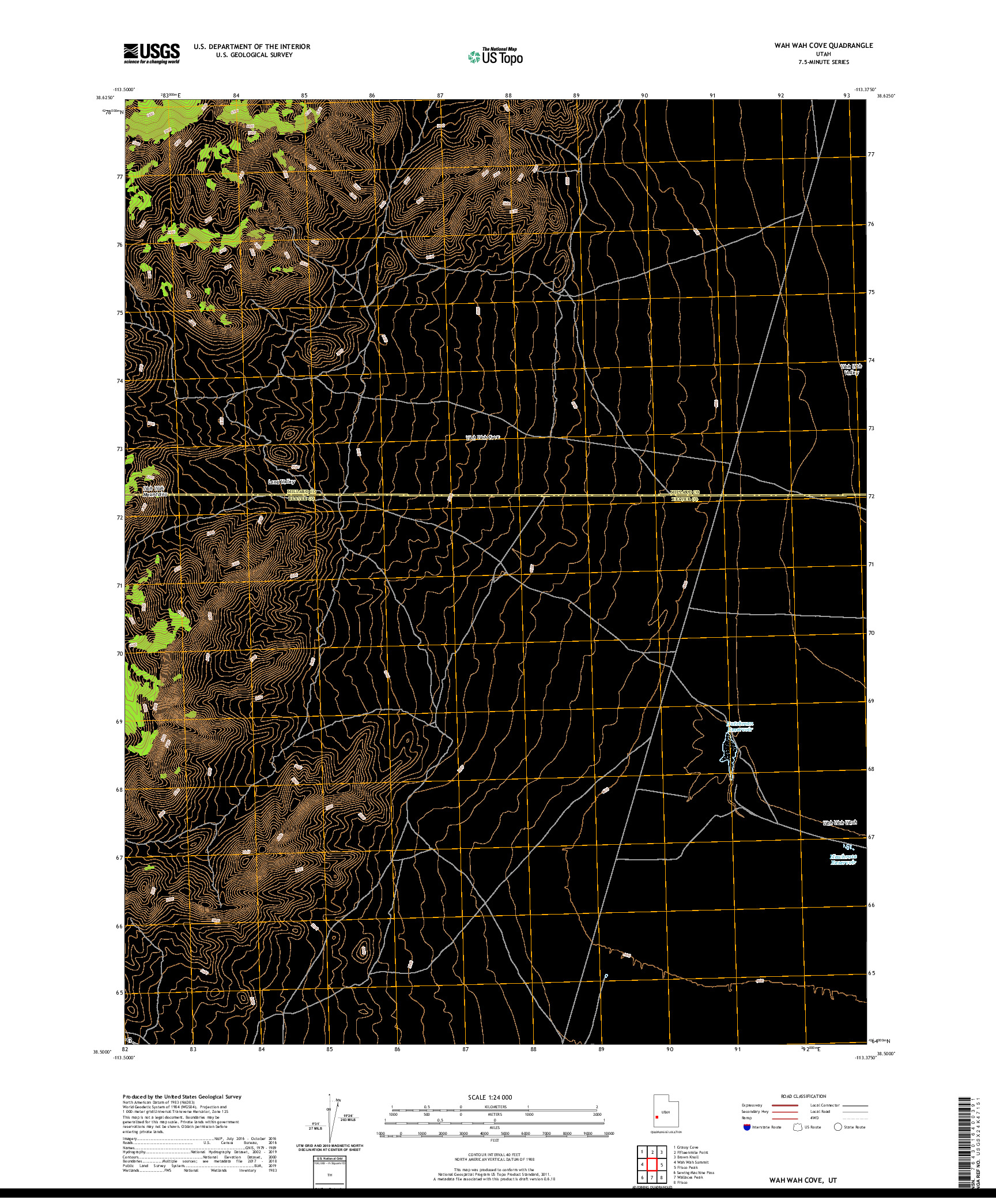 USGS US TOPO 7.5-MINUTE MAP FOR WAH WAH COVE, UT 2020