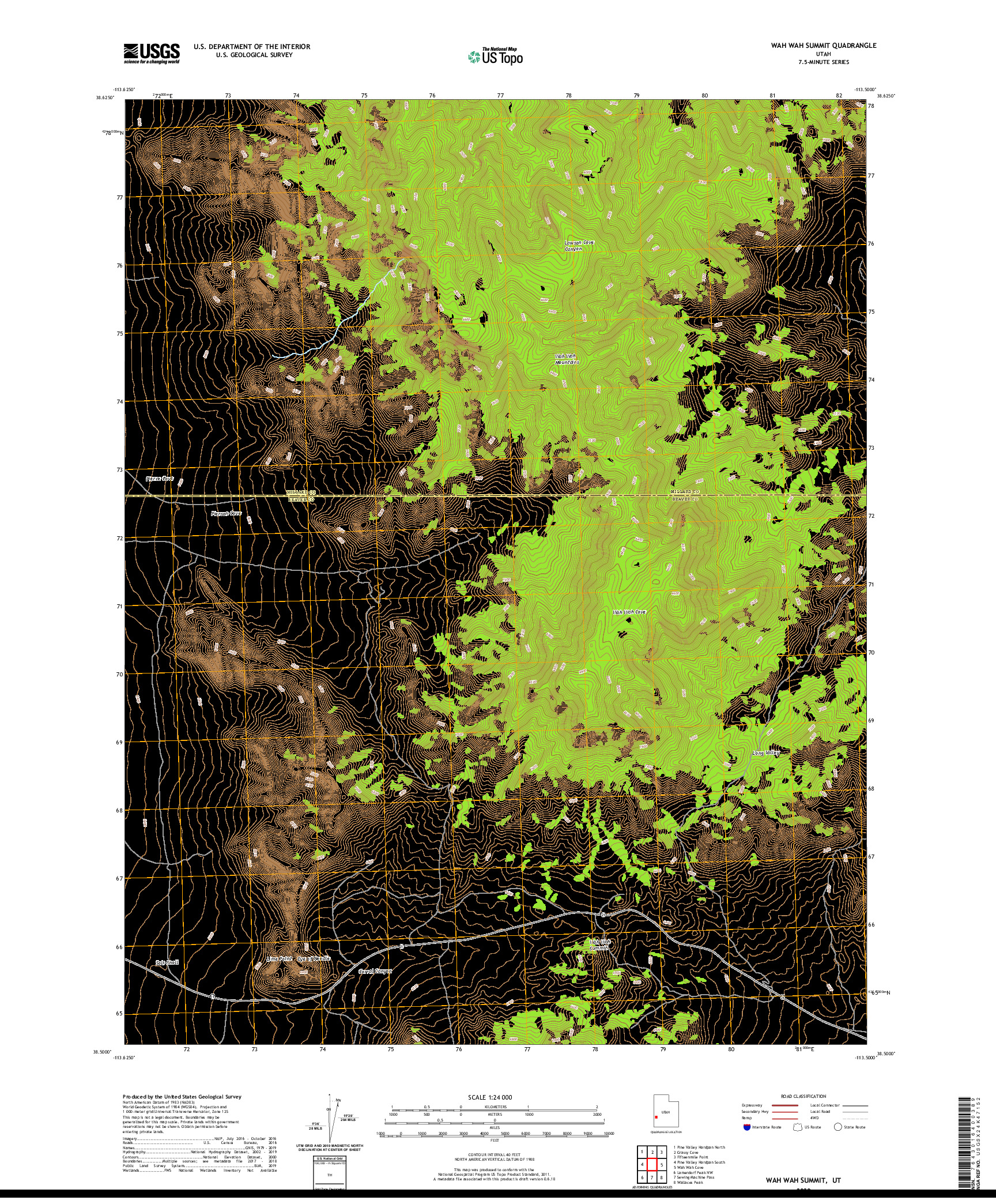 USGS US TOPO 7.5-MINUTE MAP FOR WAH WAH SUMMIT, UT 2020