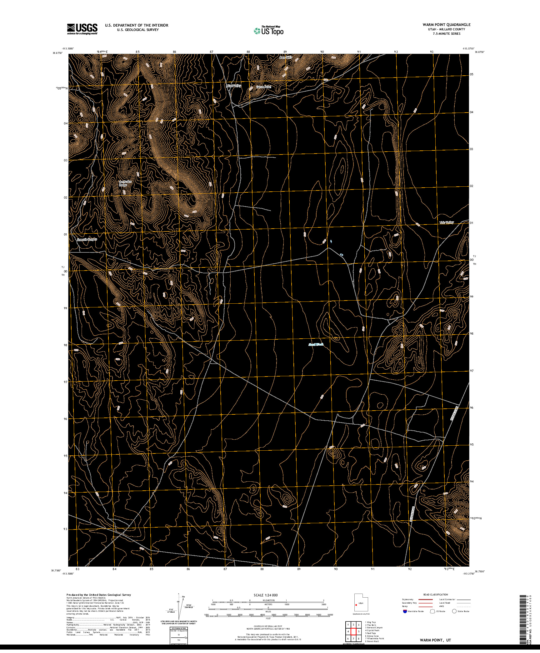USGS US TOPO 7.5-MINUTE MAP FOR WARM POINT, UT 2020