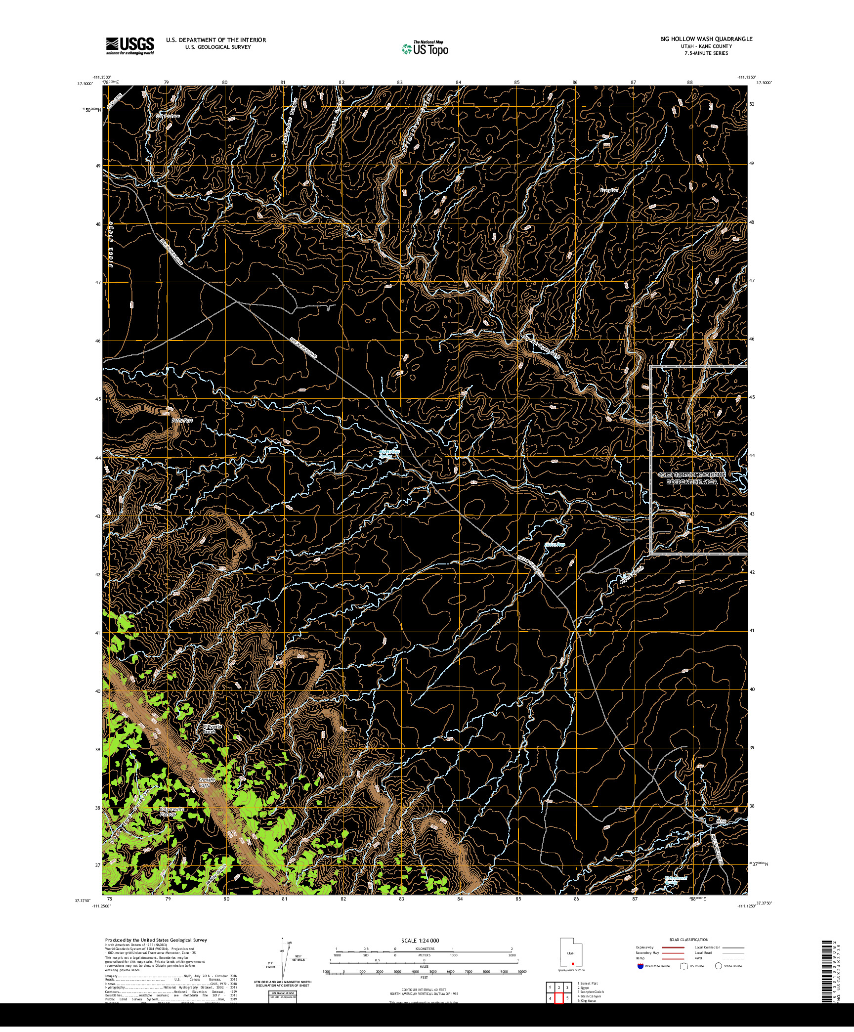 USGS US TOPO 7.5-MINUTE MAP FOR BIG HOLLOW WASH, UT 2020