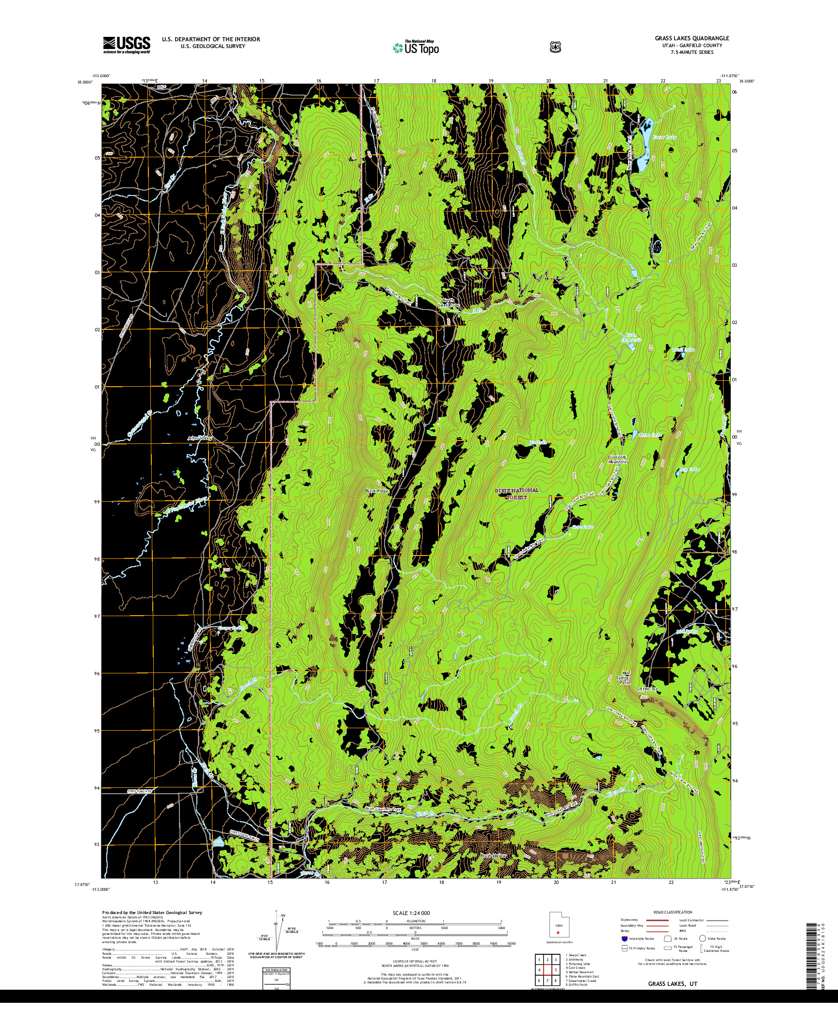 USGS US TOPO 7.5-MINUTE MAP FOR GRASS LAKES, UT 2020