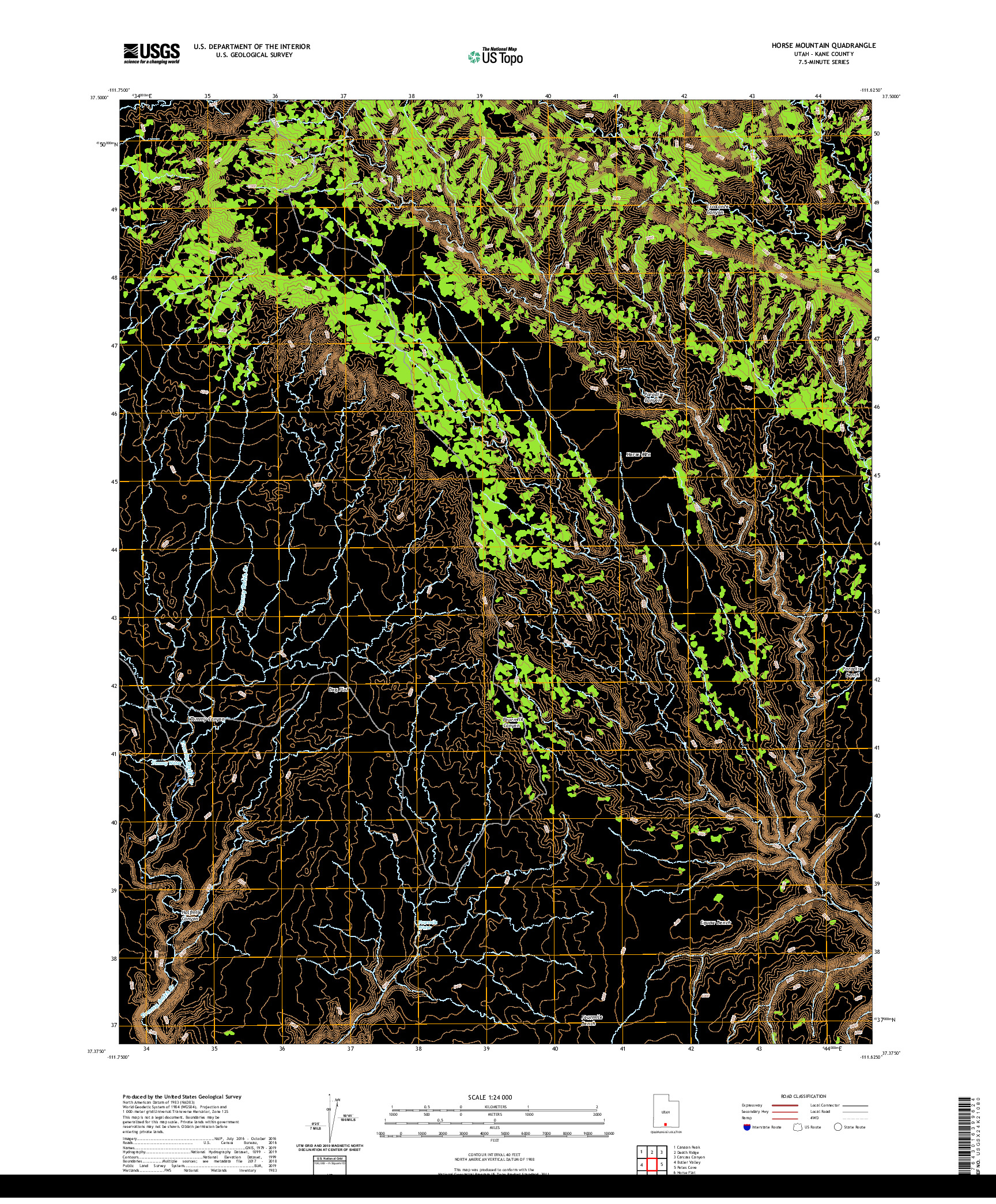 USGS US TOPO 7.5-MINUTE MAP FOR HORSE MOUNTAIN, UT 2020