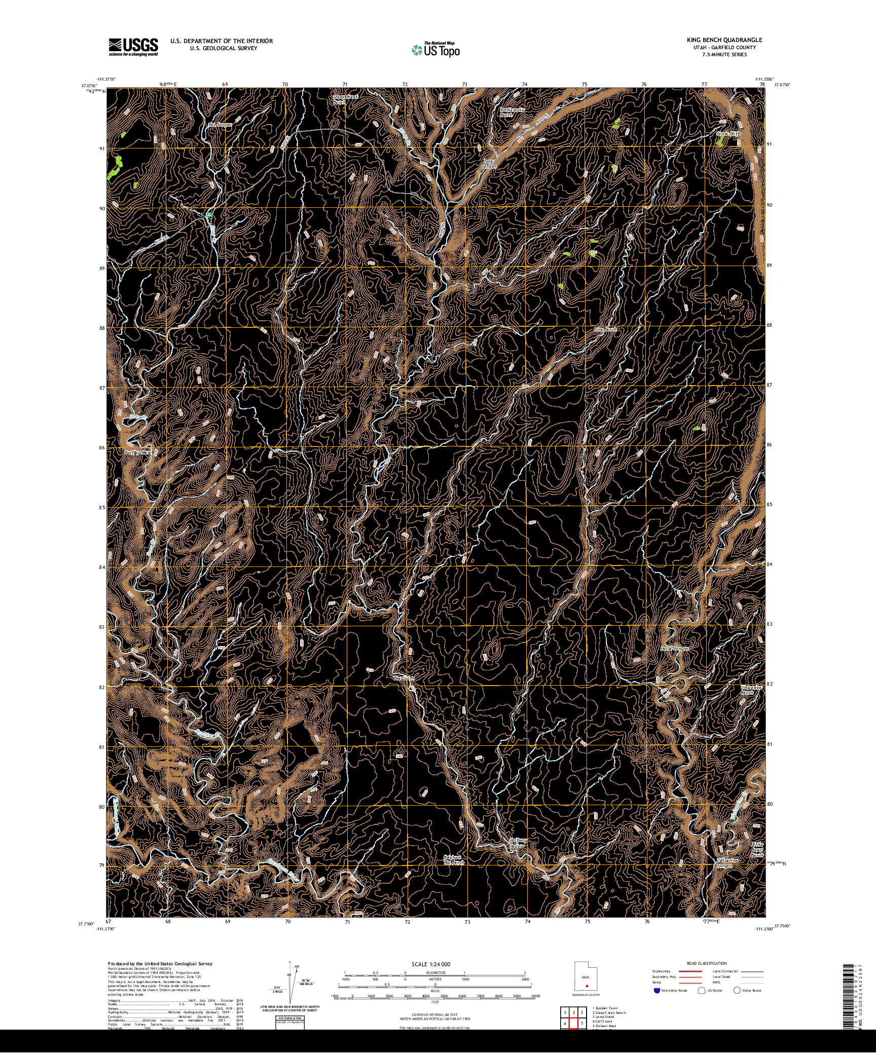 USGS US TOPO 7.5-MINUTE MAP FOR KING BENCH, UT 2020