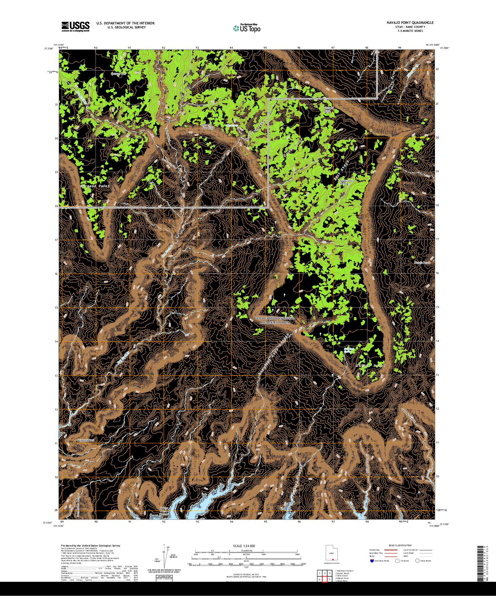 USGS US TOPO 7.5-MINUTE MAP FOR NAVAJO POINT, UT 2020