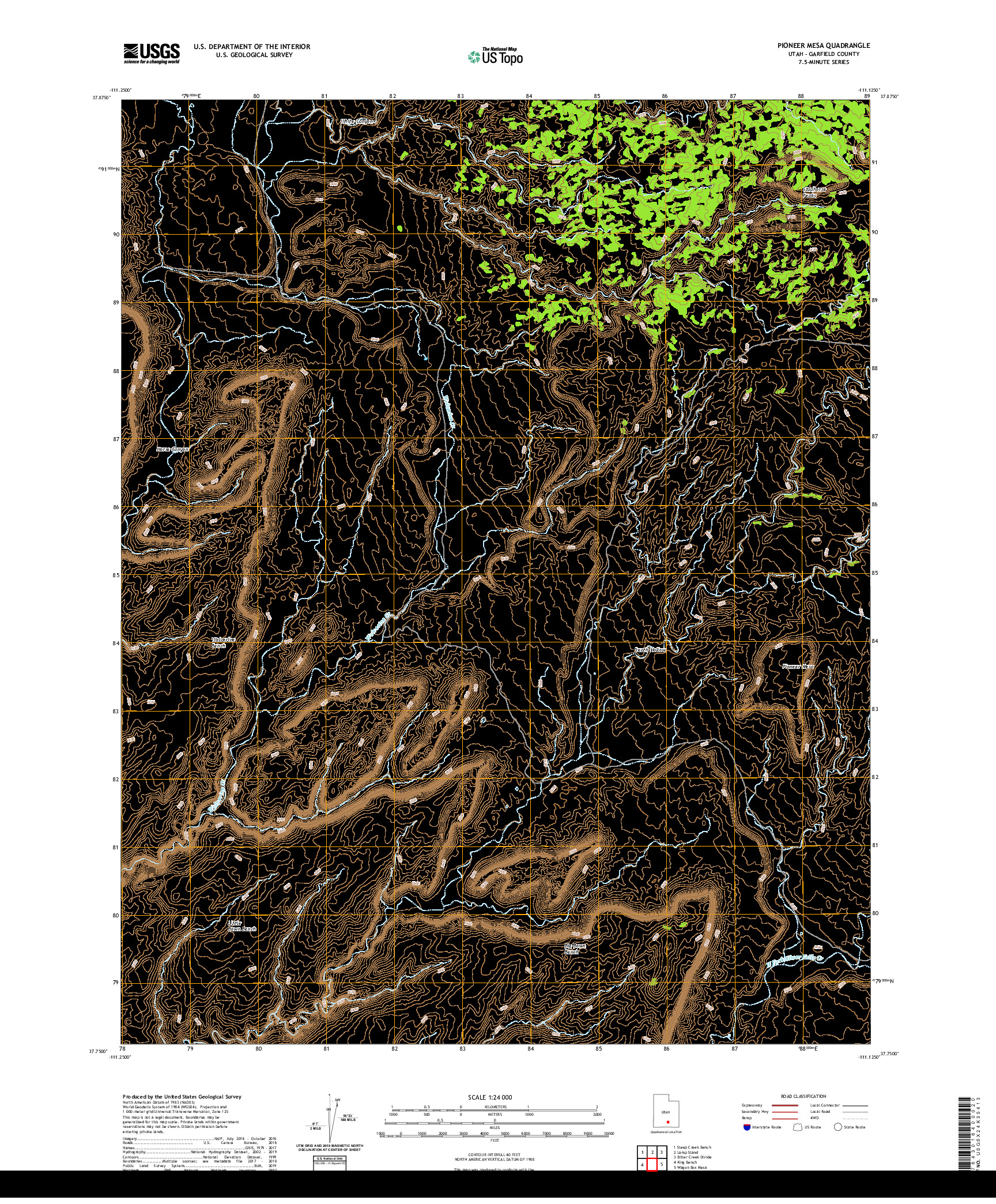 USGS US TOPO 7.5-MINUTE MAP FOR PIONEER MESA, UT 2020