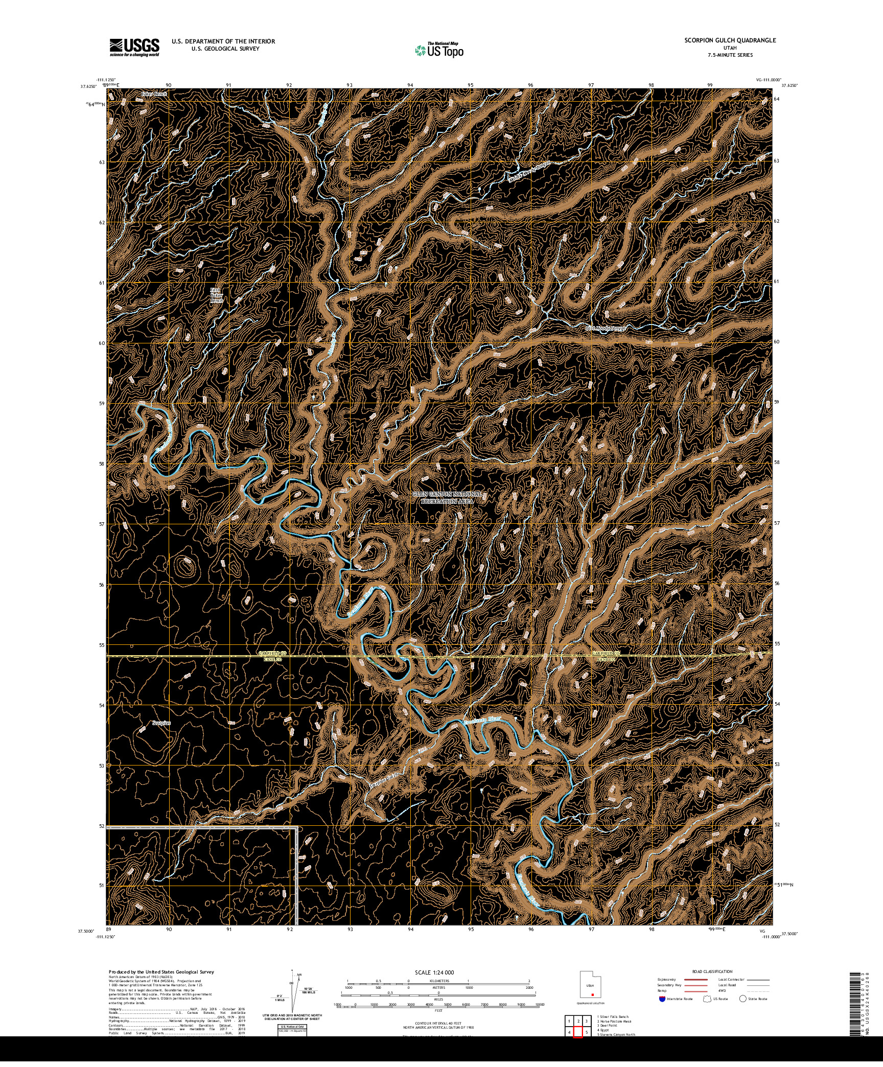 USGS US TOPO 7.5-MINUTE MAP FOR SCORPION GULCH, UT 2020