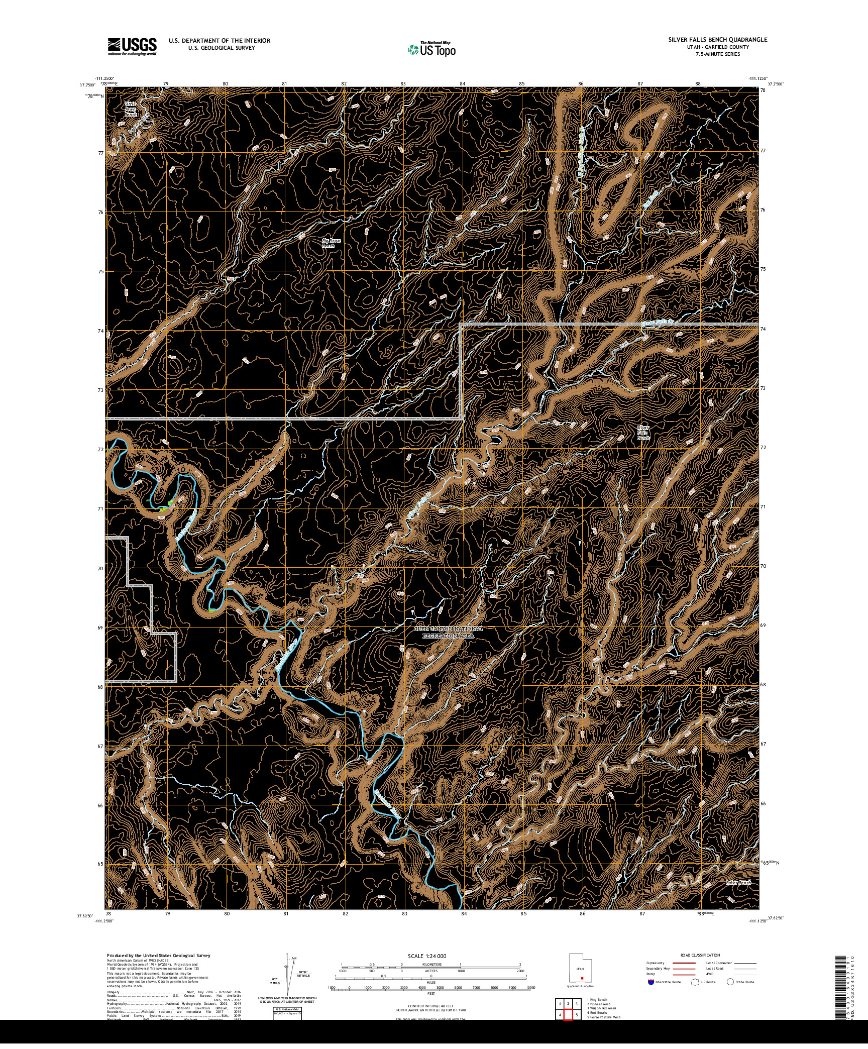 USGS US TOPO 7.5-MINUTE MAP FOR SILVER FALLS BENCH, UT 2020