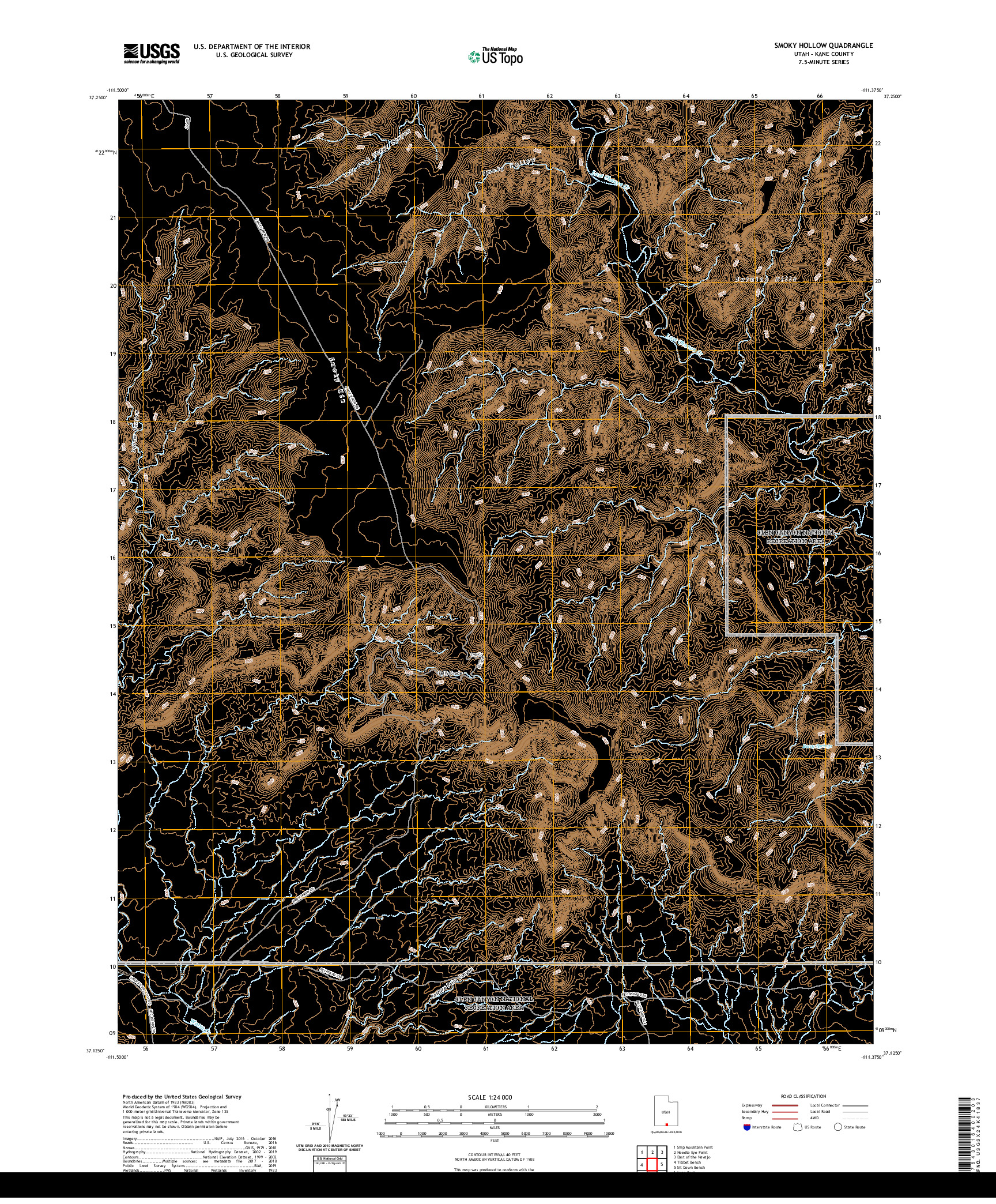 USGS US TOPO 7.5-MINUTE MAP FOR SMOKY HOLLOW, UT 2020