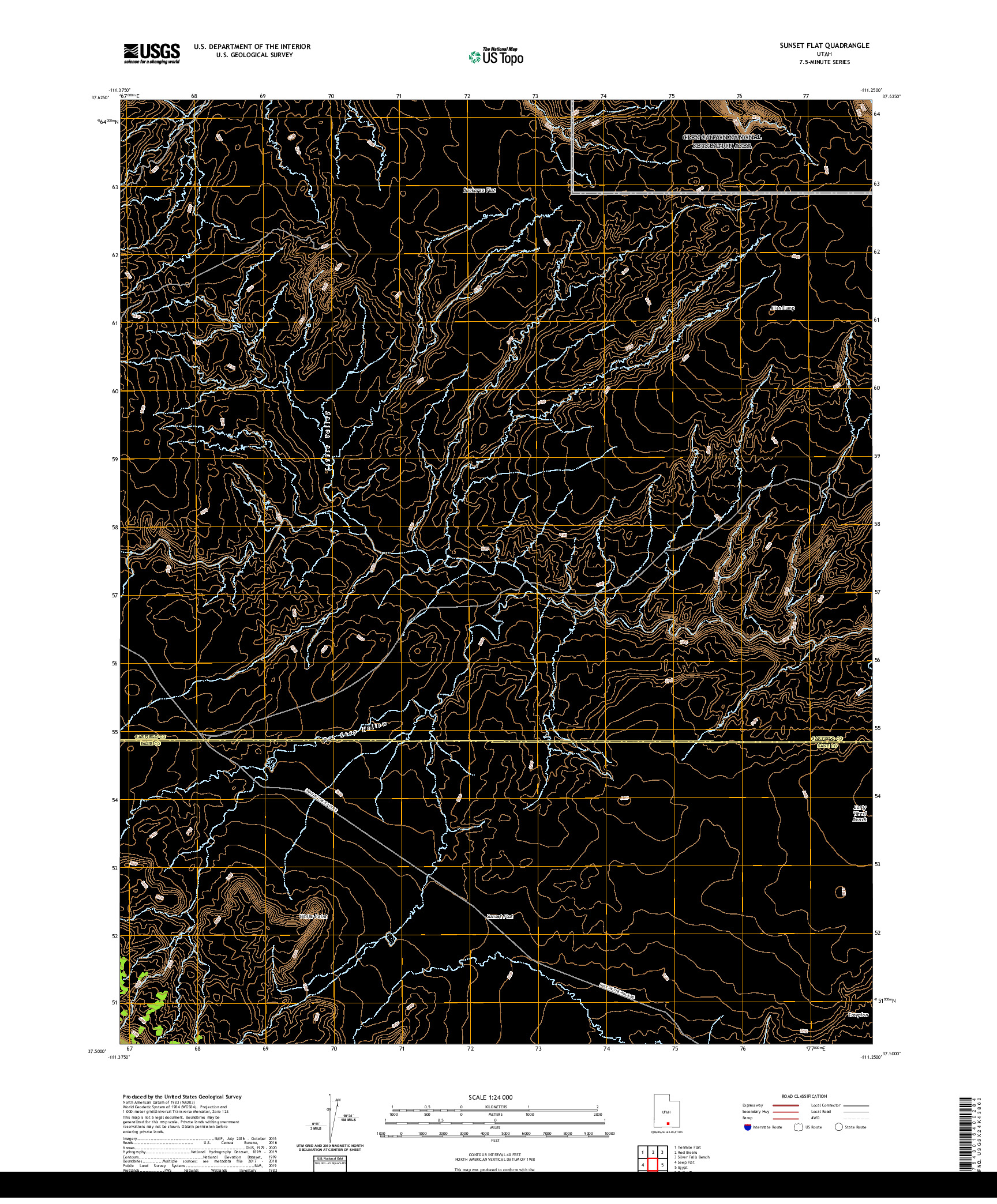 USGS US TOPO 7.5-MINUTE MAP FOR SUNSET FLAT, UT 2020