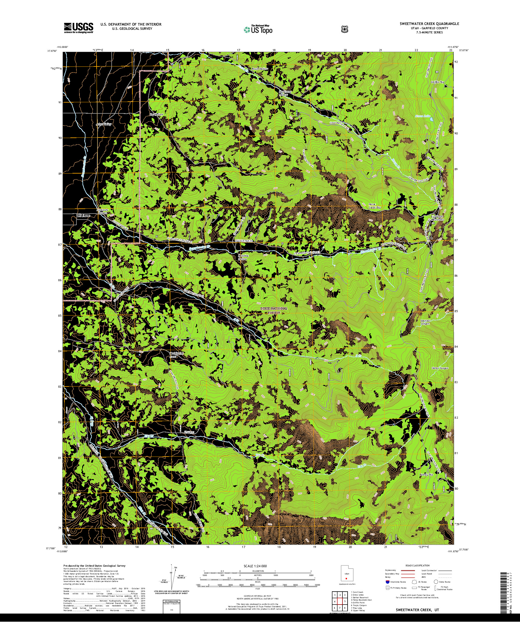 USGS US TOPO 7.5-MINUTE MAP FOR SWEETWATER CREEK, UT 2020