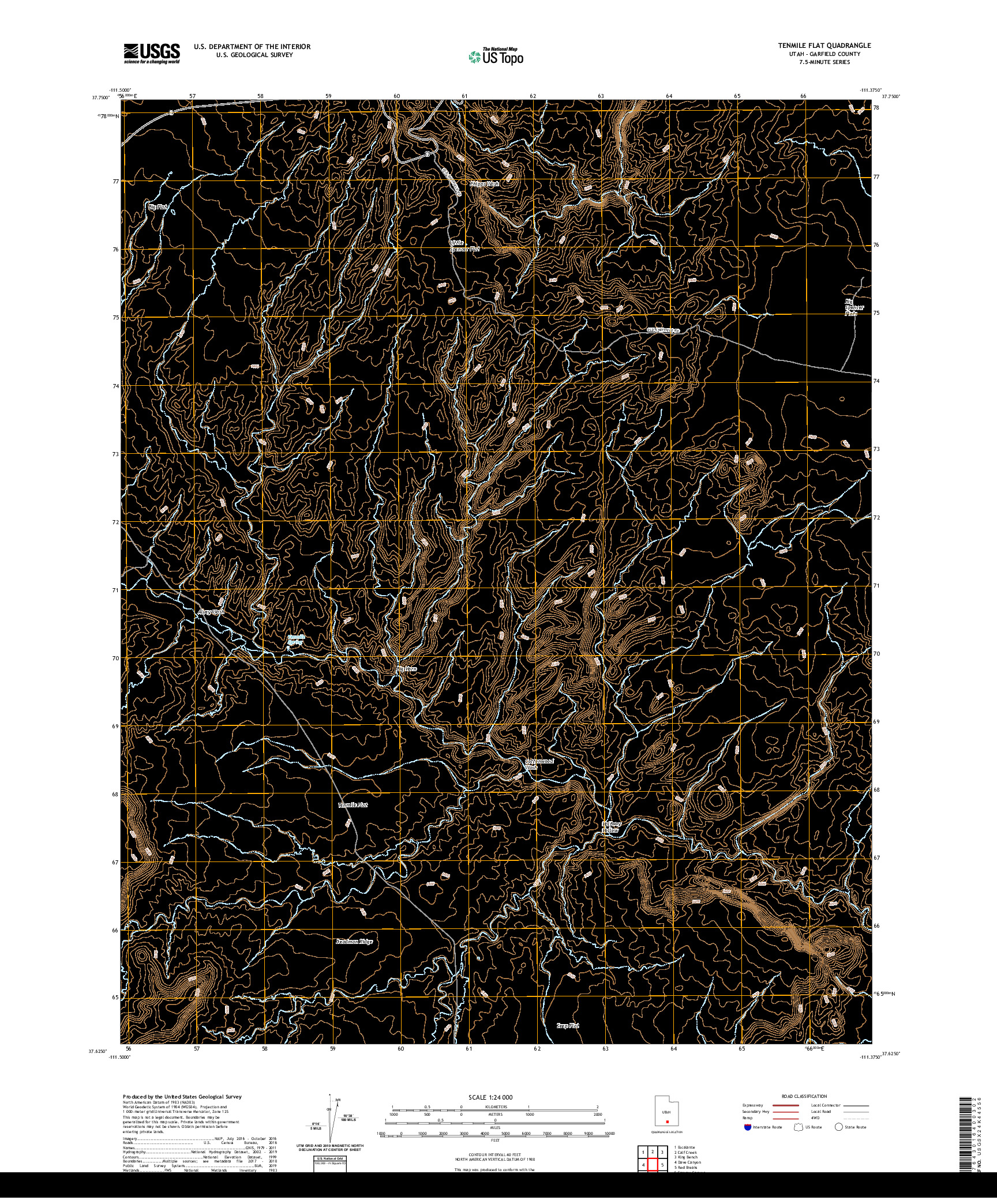 USGS US TOPO 7.5-MINUTE MAP FOR TENMILE FLAT, UT 2020
