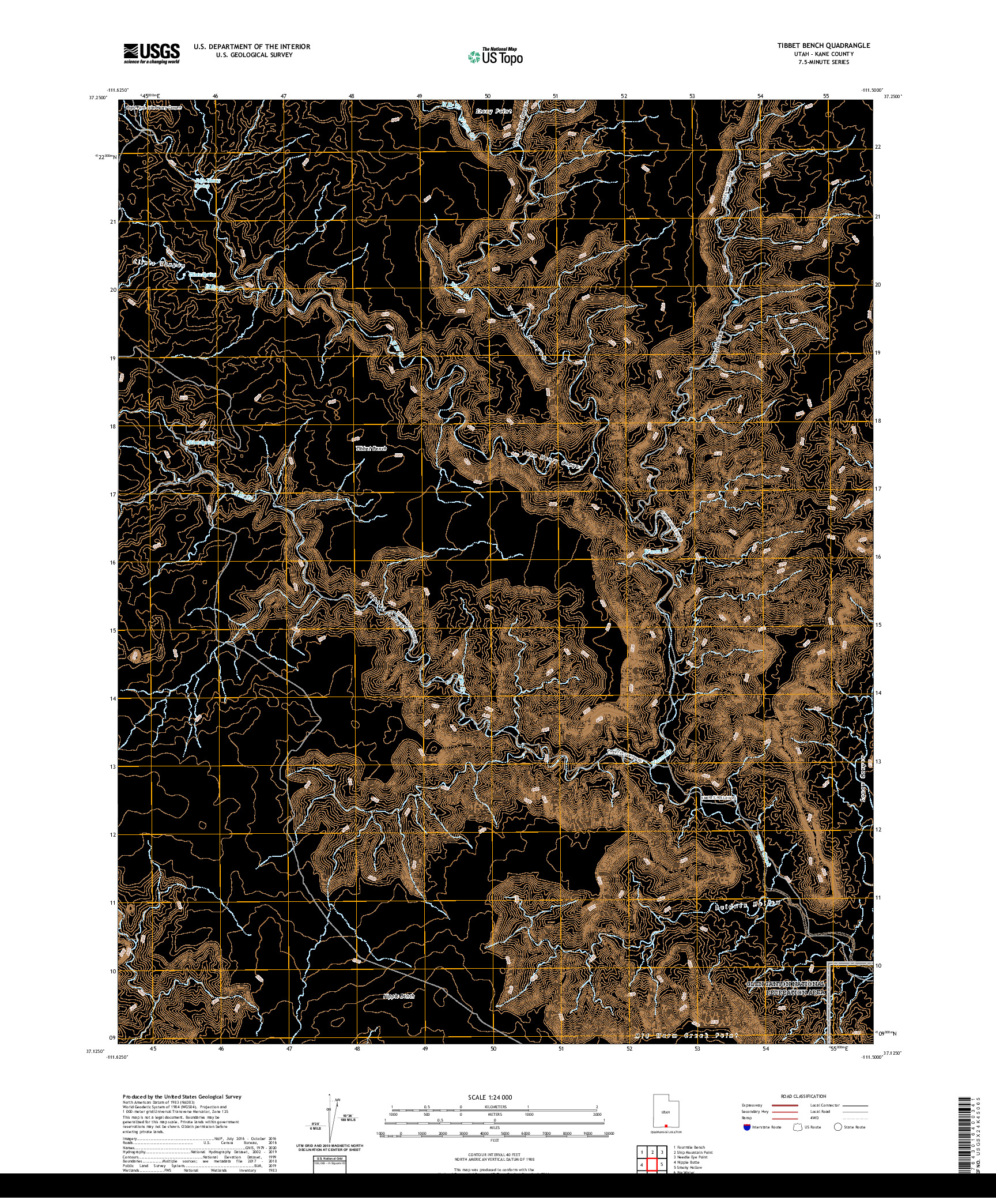 USGS US TOPO 7.5-MINUTE MAP FOR TIBBET BENCH, UT 2020