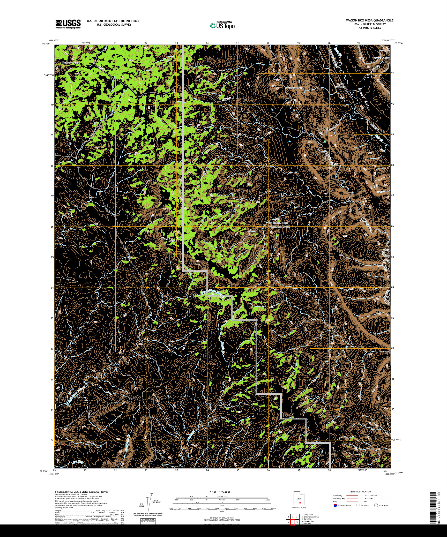 USGS US TOPO 7.5-MINUTE MAP FOR WAGON BOX MESA, UT 2020