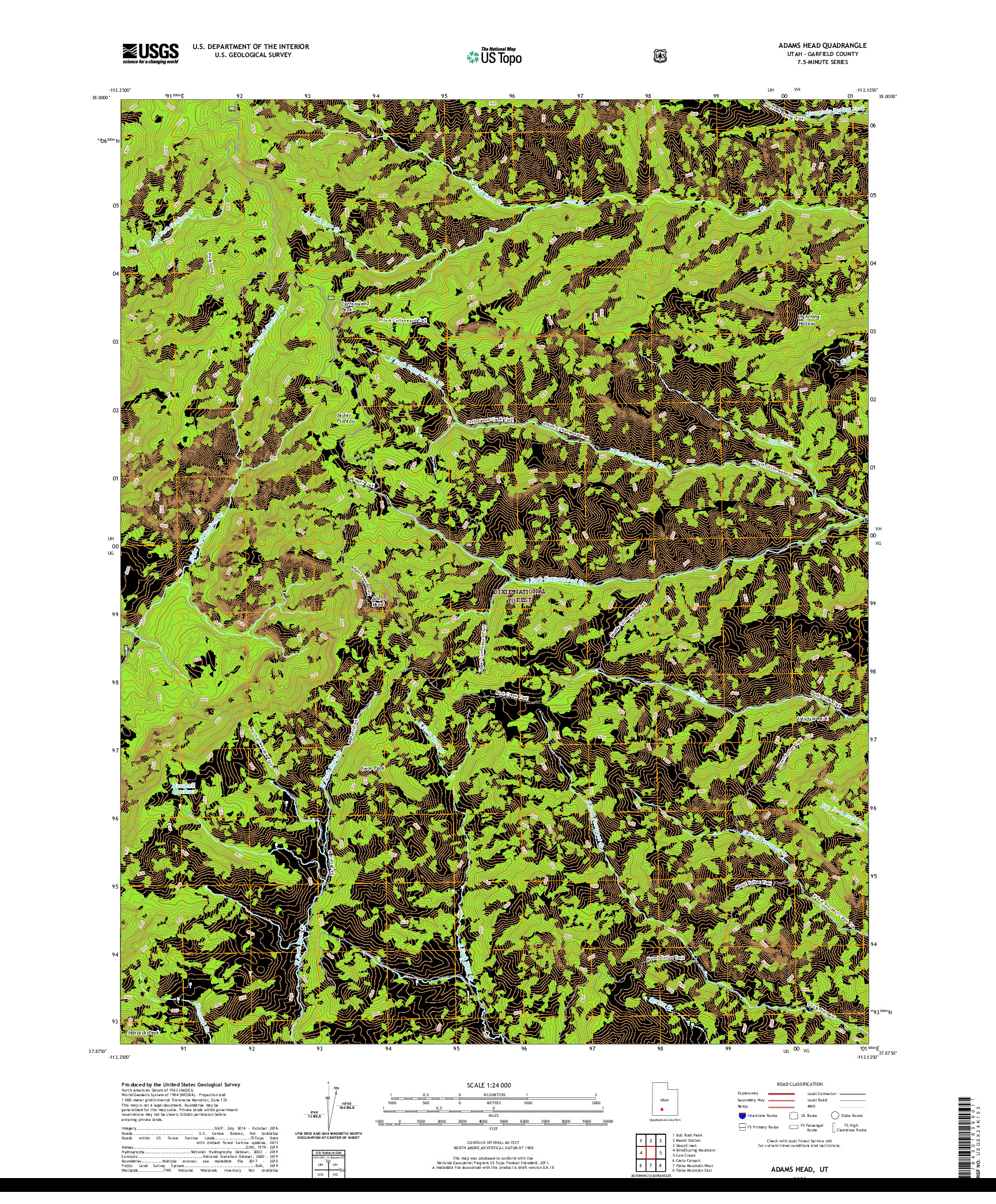 USGS US TOPO 7.5-MINUTE MAP FOR ADAMS HEAD, UT 2020